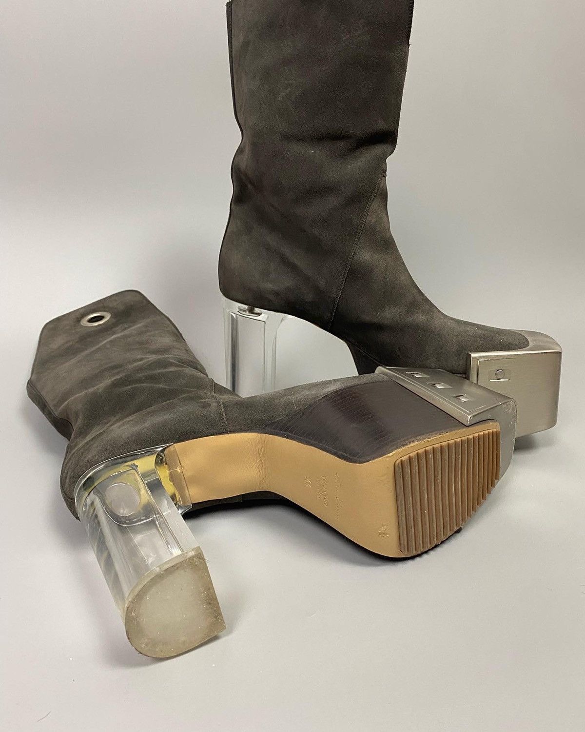 Rick Owens 1:1 FW20 ‘PERFORMA’ Reverse Leather Bevel Kowboy Kiss Boots Size US 11 / EU 44 - 8 Thumbnail