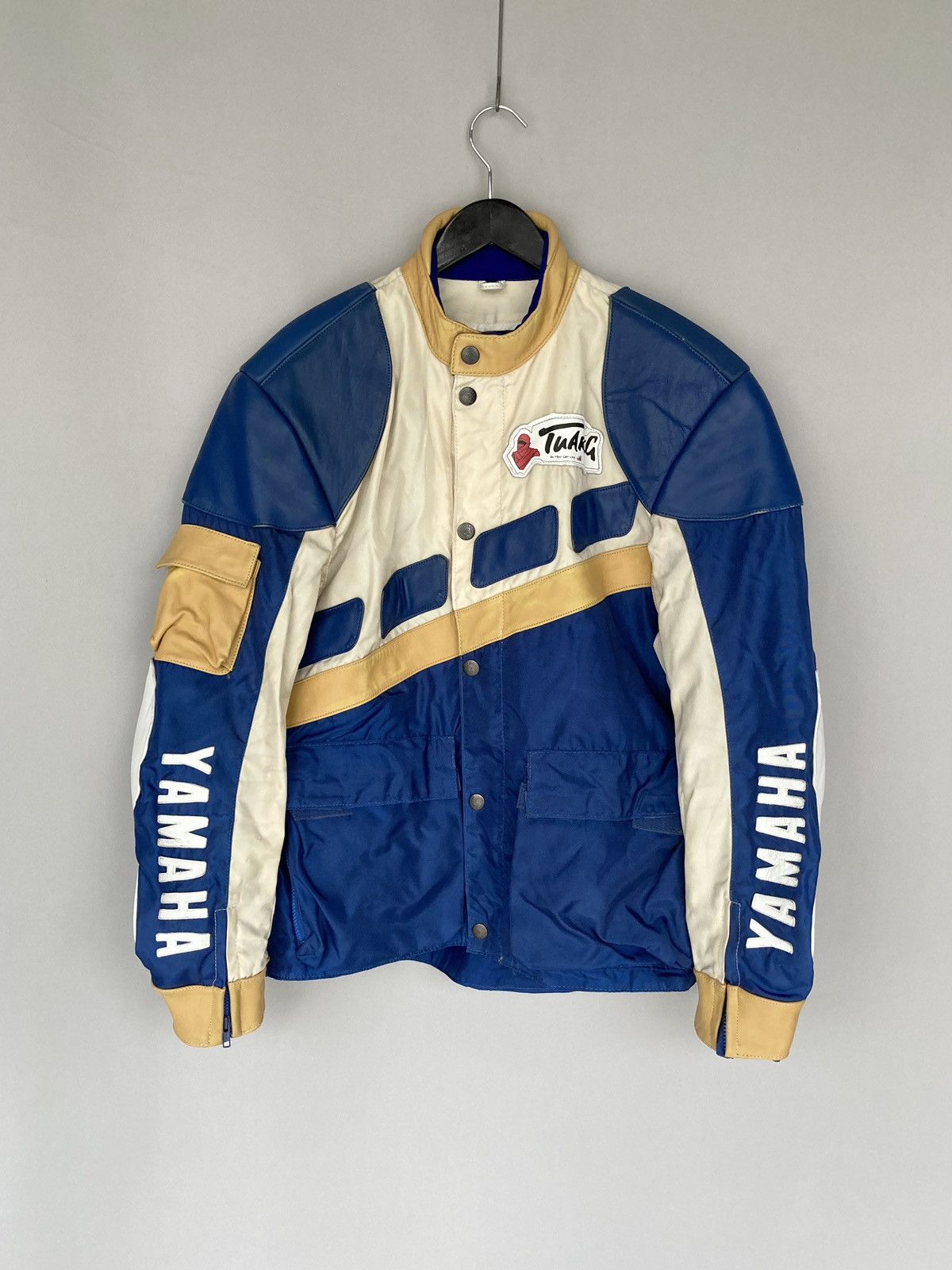 Vintage Yamaha Racing Jacket Nylon Leather Biker Motorcycle