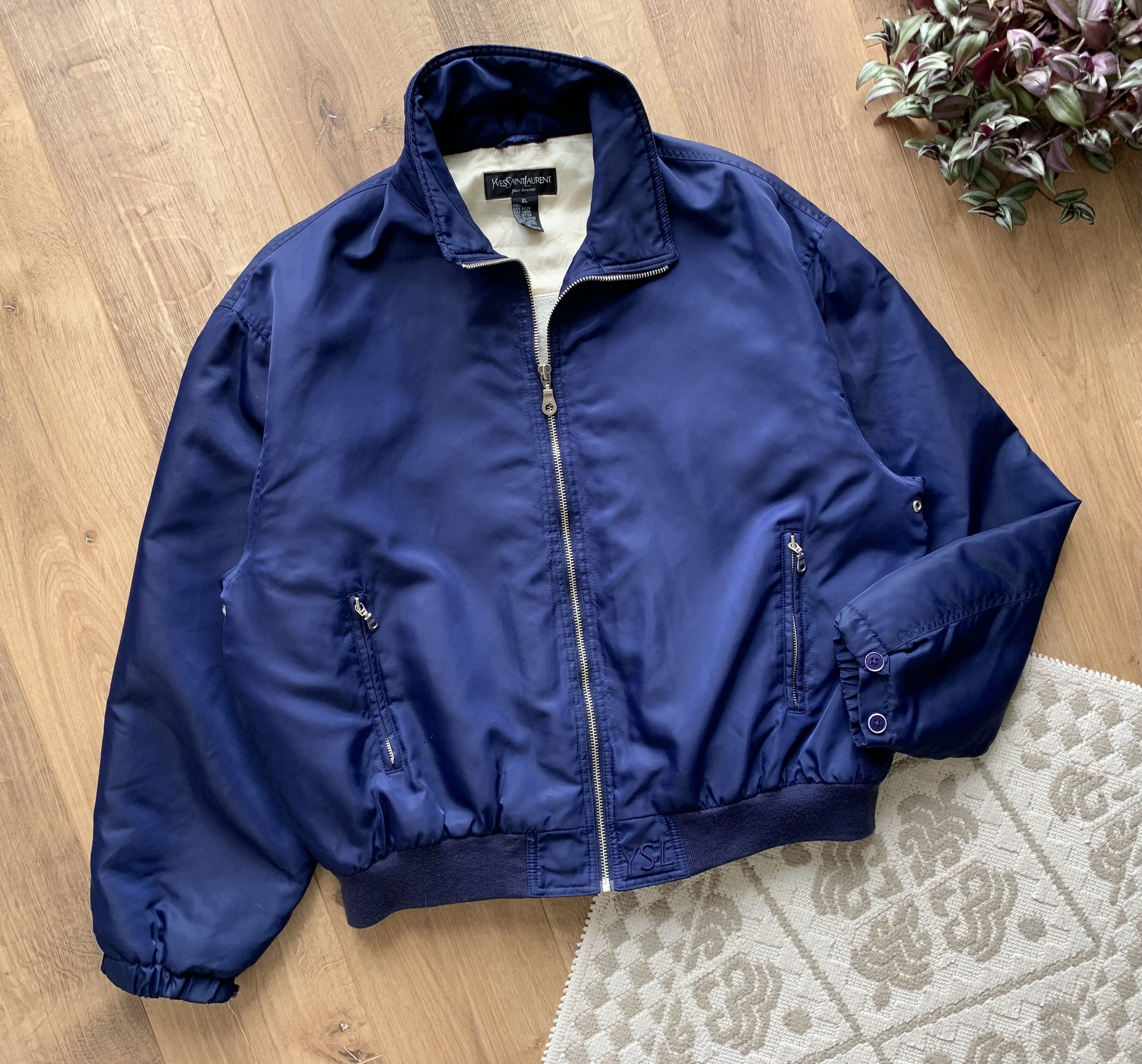 image of Vintage YVES Saint Laurent YSL Bomber Jacket in Navy, Men's (Size XL)