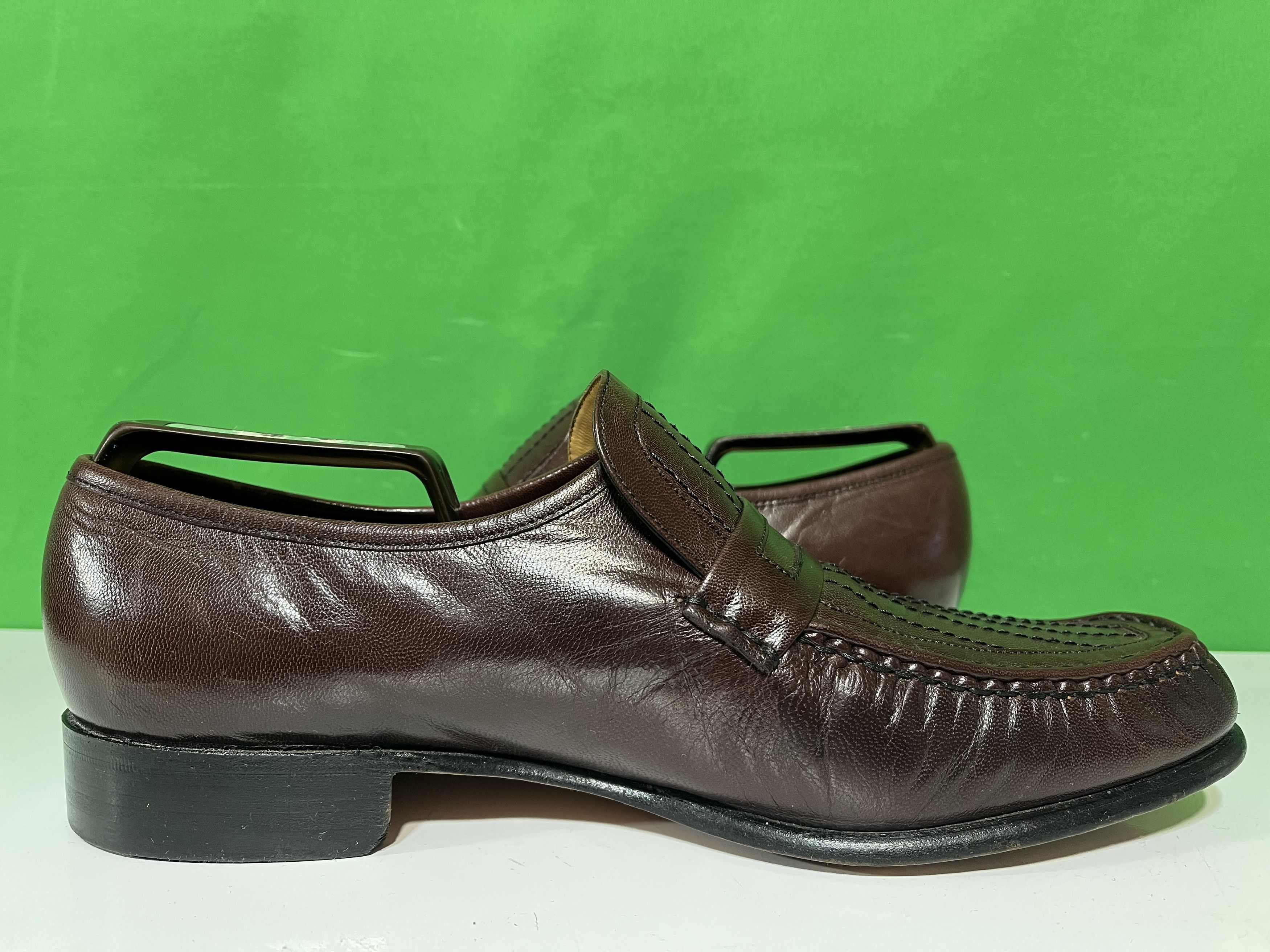 Barker Brown Patent Leather Loafers Narrow Size US 10.5 / EU 43-44 - 8 Thumbnail