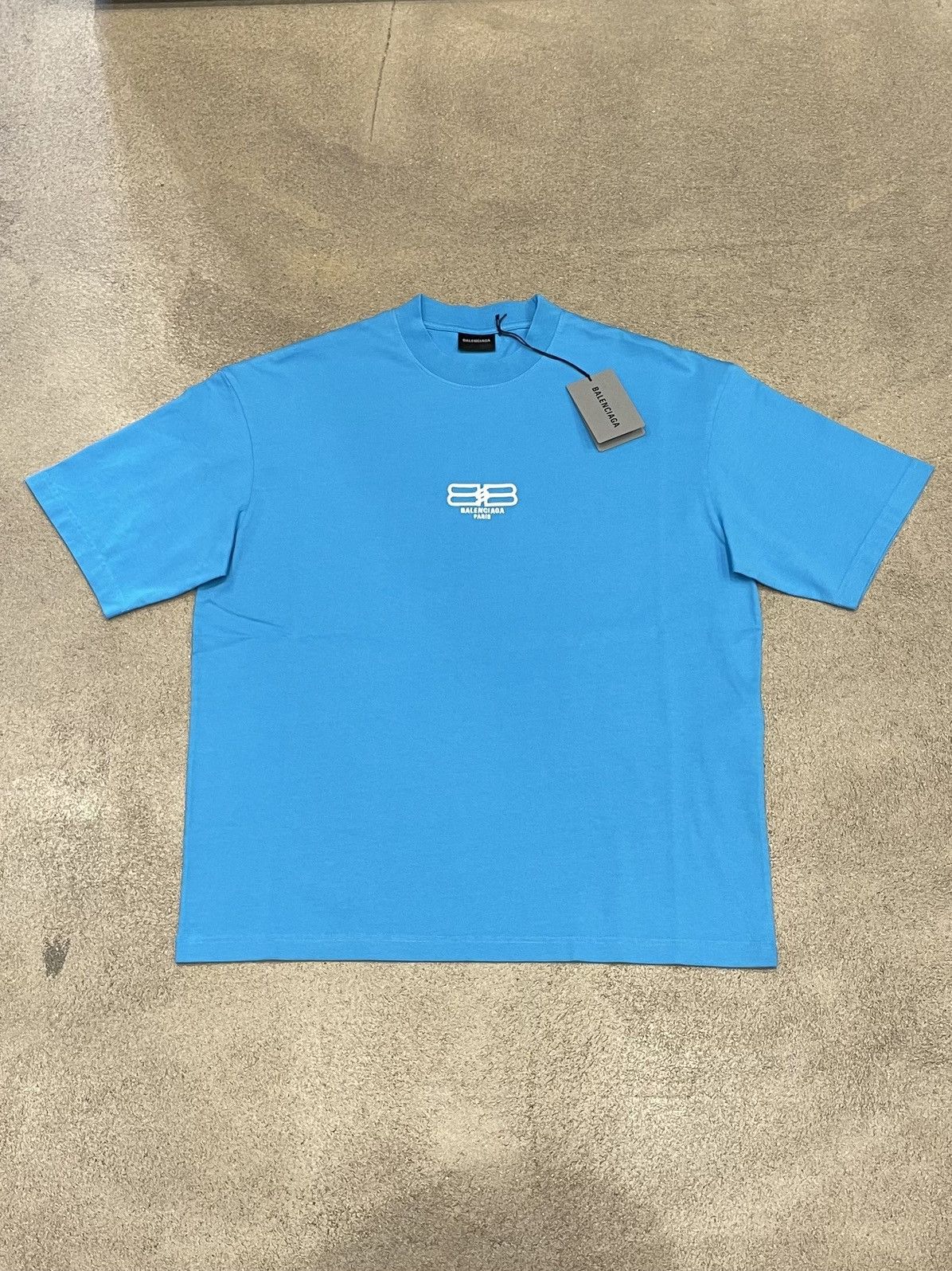 image of Balenciaga Bb Paris Icon Logo T-Shirt in Blue, Men's (Size XS)