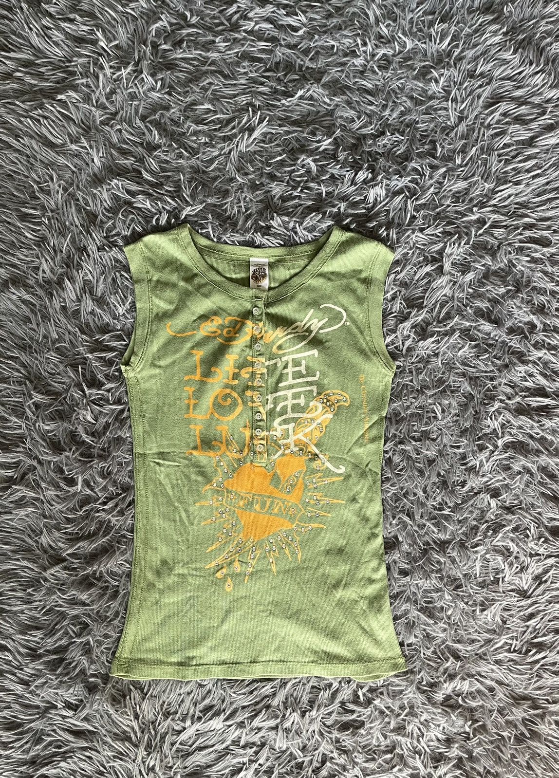 Christian Audigier × Ed Hardy × Vintage Ed Hardy by Christian Audigier Y2K rhinestones tank top Size L / US 10 / IT 46 - 1 Thumbnail