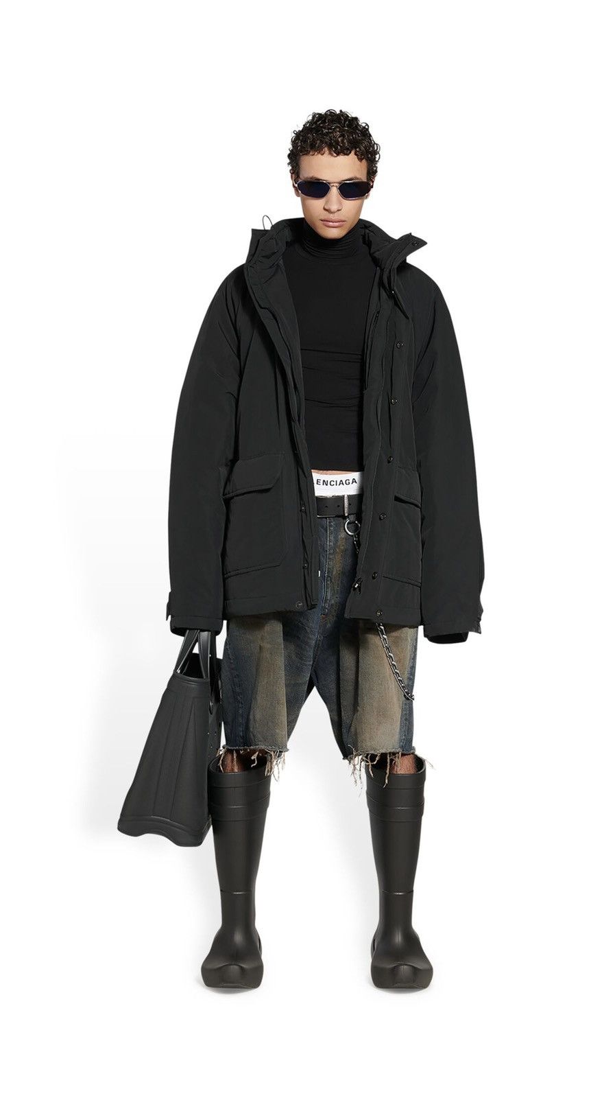 image of Balenciaga Bb Icon Kick Parka in Black, Men's (Size Medium)