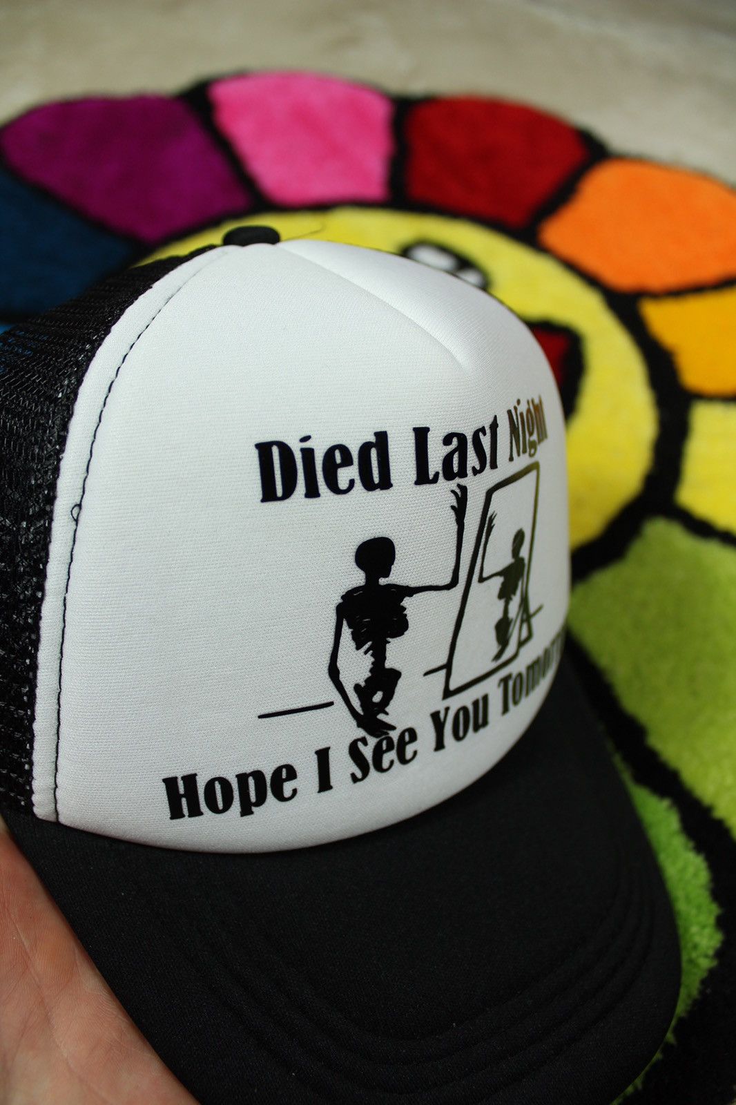 Vintage Skeleton Death Trucker hat Size ONE SIZE - 3 Thumbnail