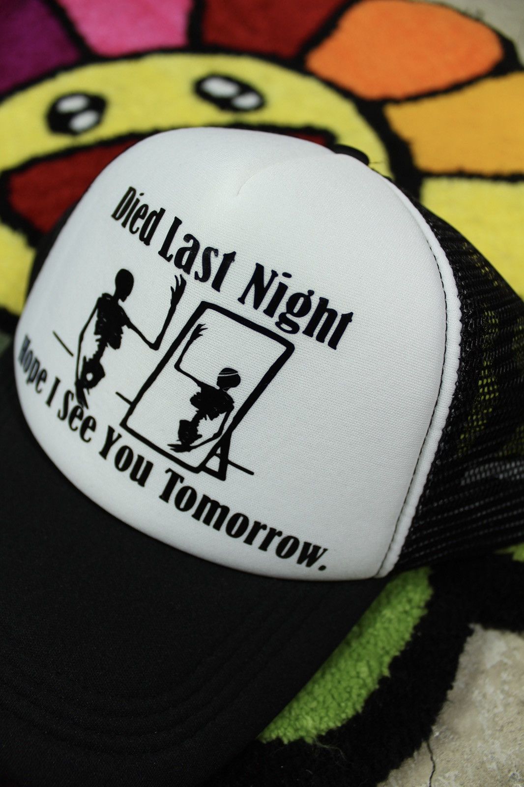 Vintage Skeleton Death Trucker hat Size ONE SIZE - 2 Thumbnail