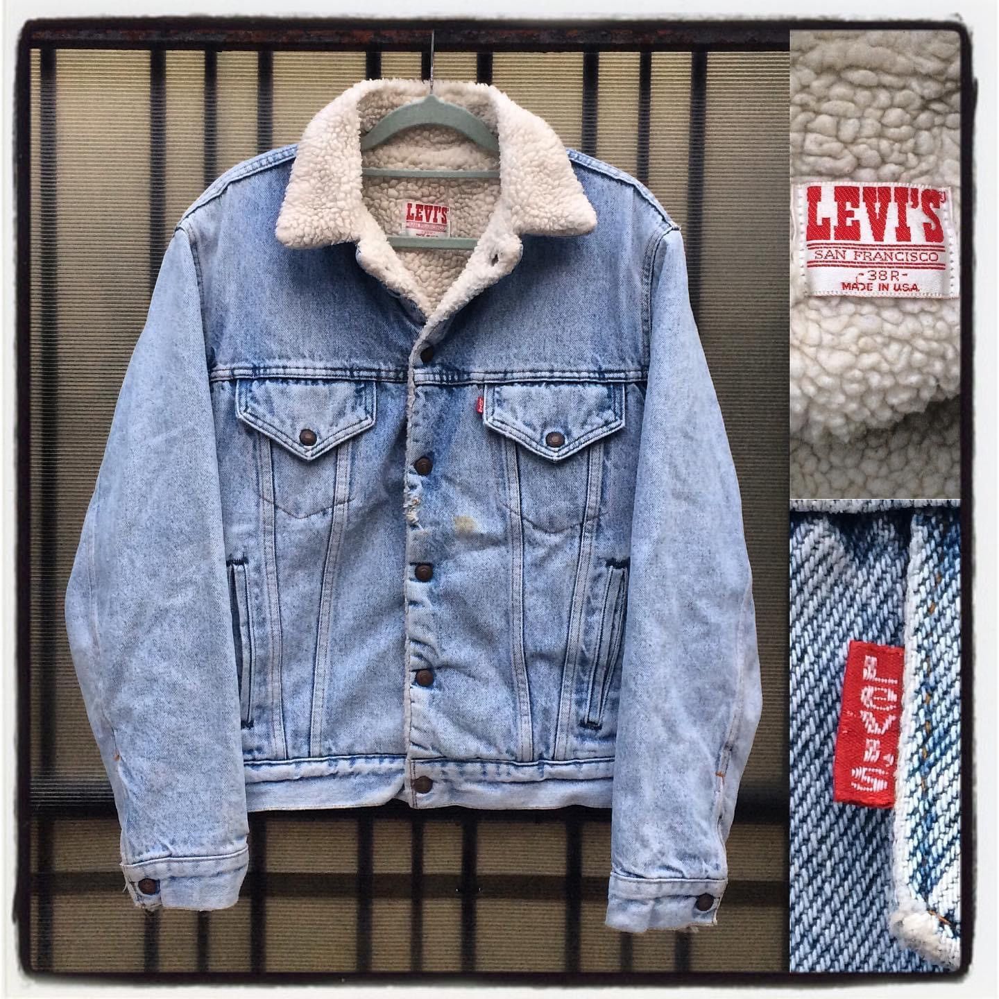 image of Levis Made Crafted x Levis Vintage Clothing Vintage Levis Light Blue Wash Sherpa Trucker Jacket (Si