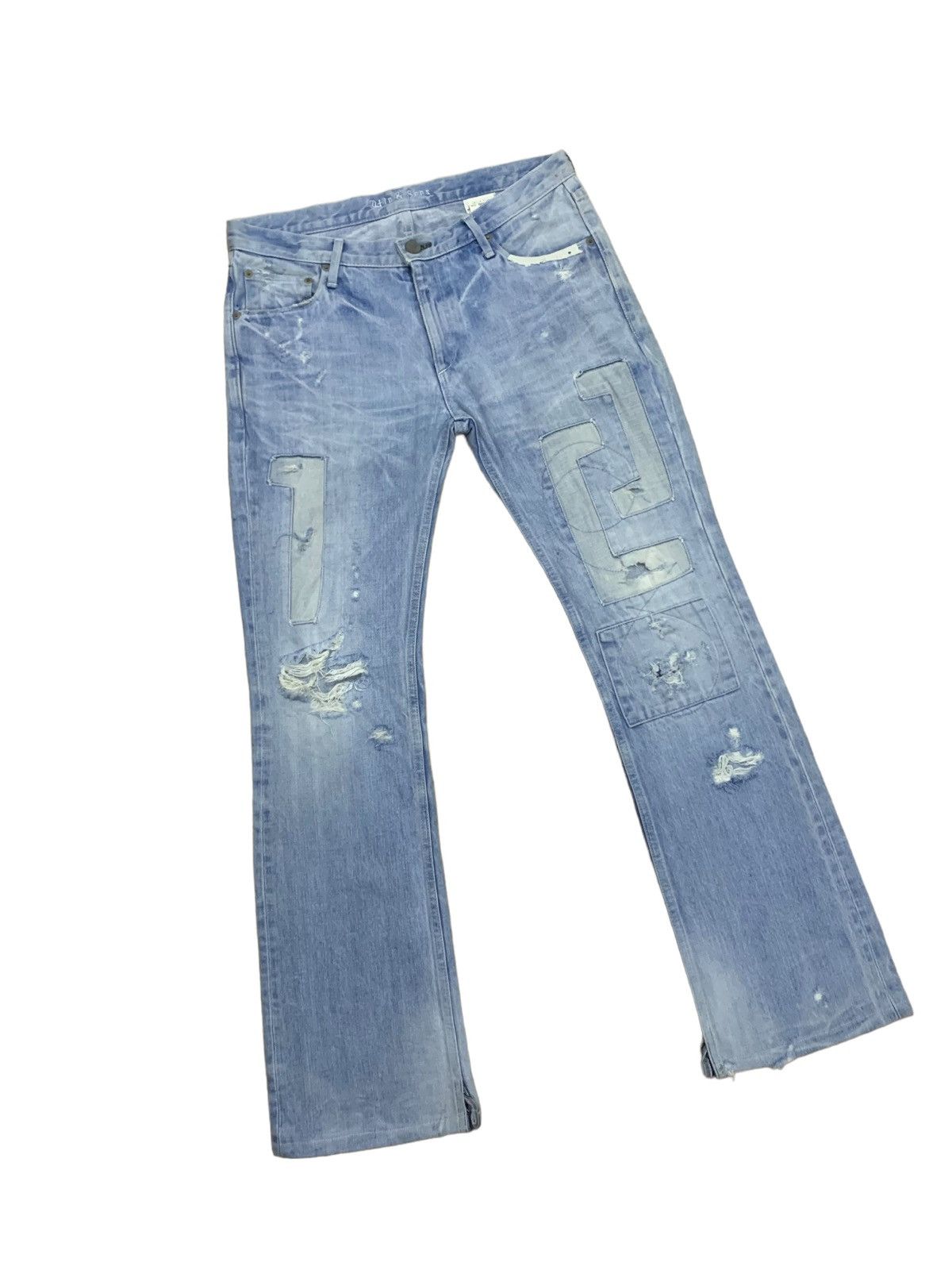Japanese Brand 🔥Flare🔥 Stin & Sons Patches Bootcut Distress Jeans Size US 33 - 8 Thumbnail