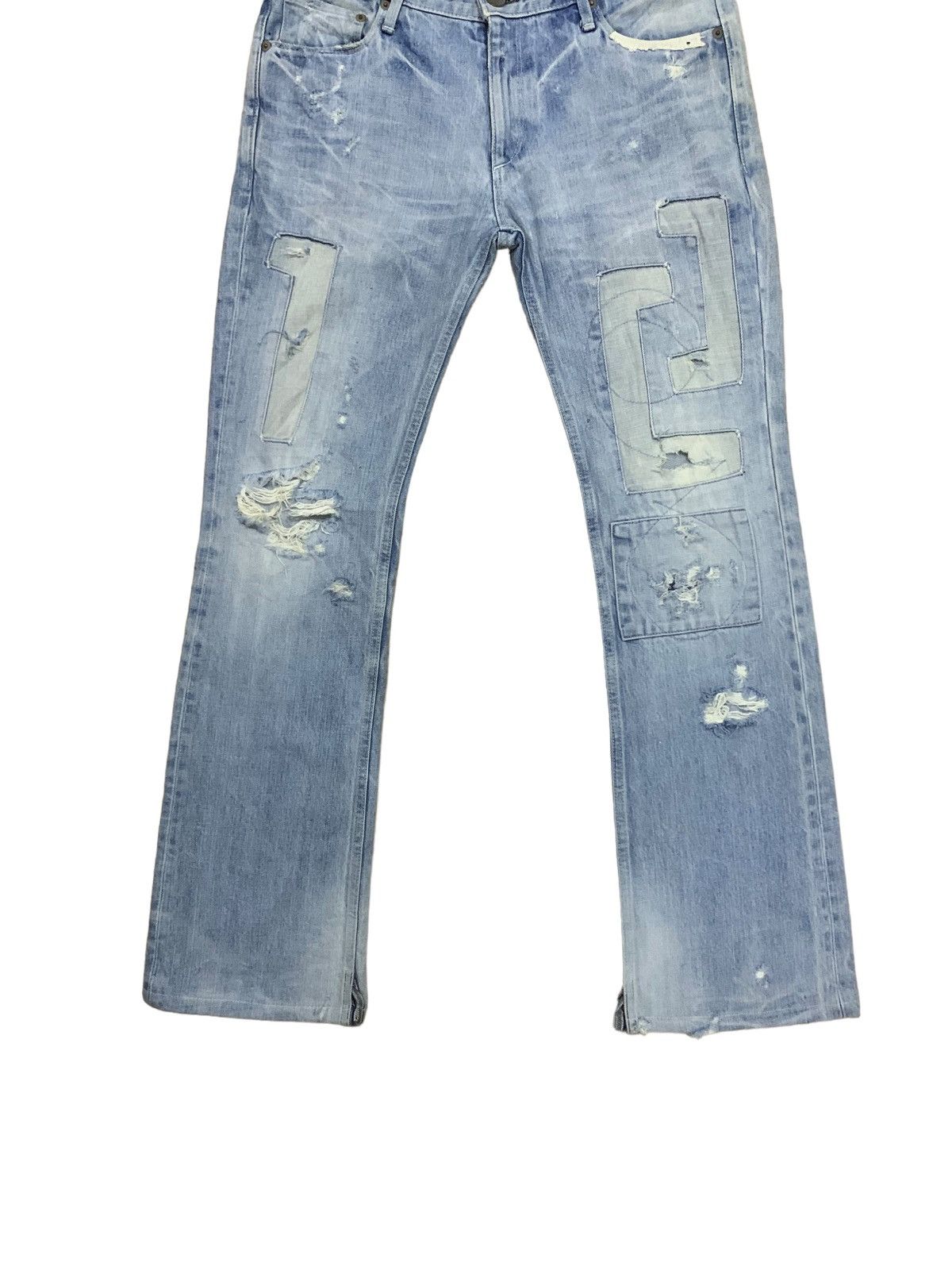 Japanese Brand 🔥Flare🔥 Stin & Sons Patches Bootcut Distress Jeans Size US 33 - 5 Thumbnail