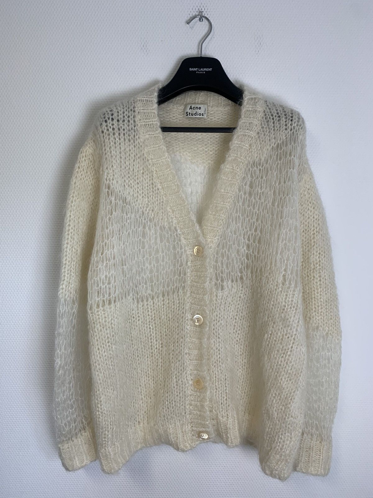 Image of Acne Studios Ss2014 Loose Mohair Knit Cardigan in White, Men's (Size XS)