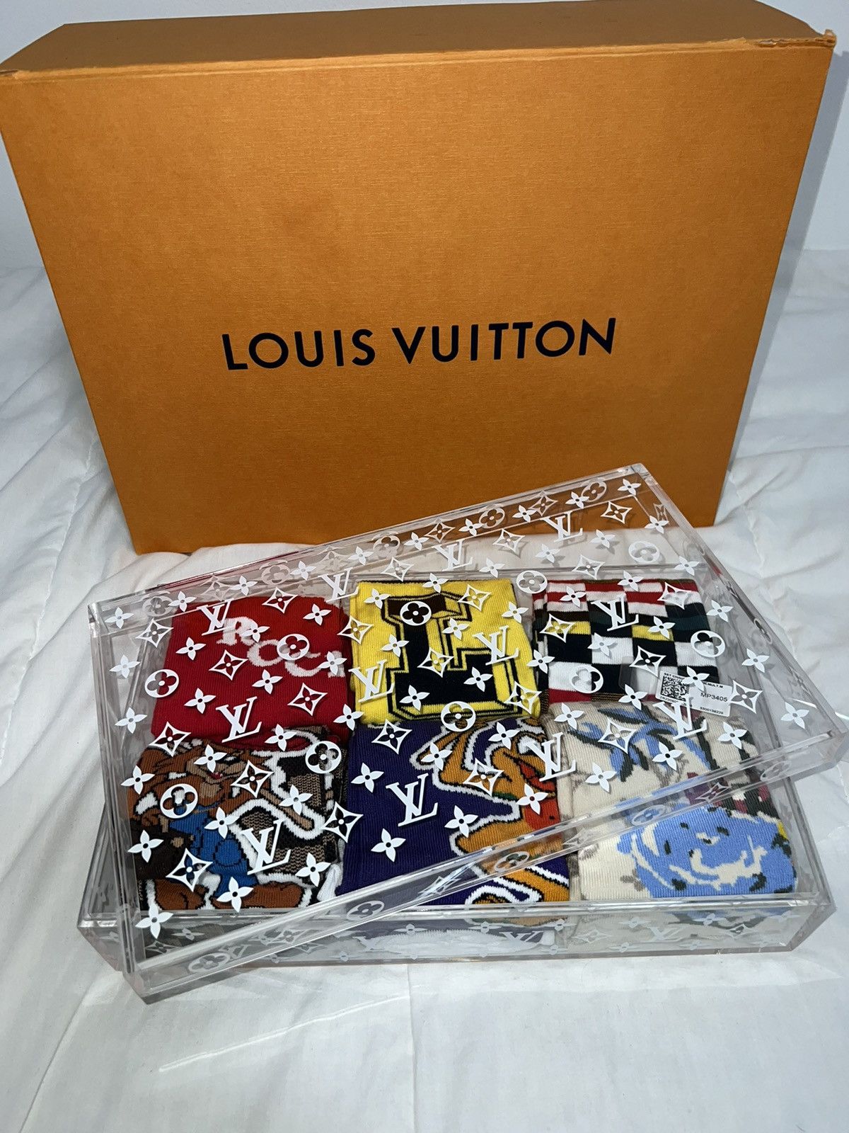 Louis Vuitton LV Archives 6 Socks Set Boite Scott Monogram Clear