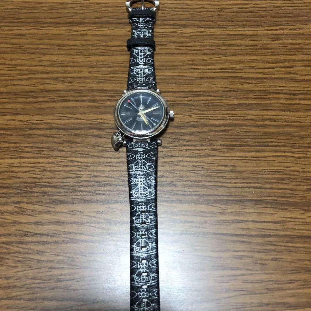 Vivienne Westwood Leather Orb Watch in Black, Men's