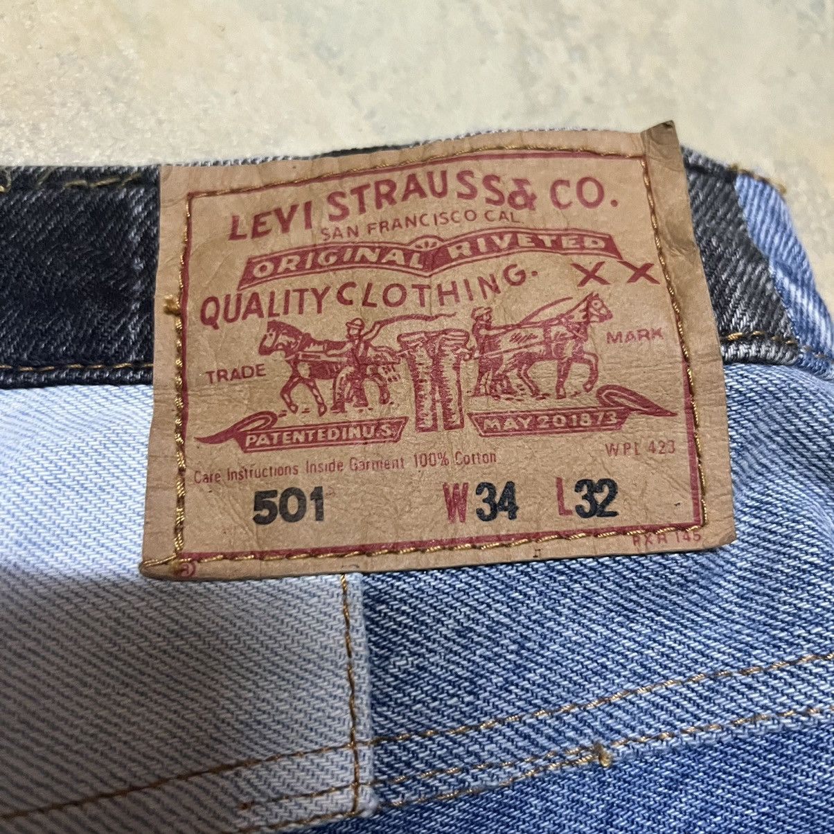 Japanese Brand Levis Cropped Pants Colour Block Patchwork Size US 33 - 17 Thumbnail