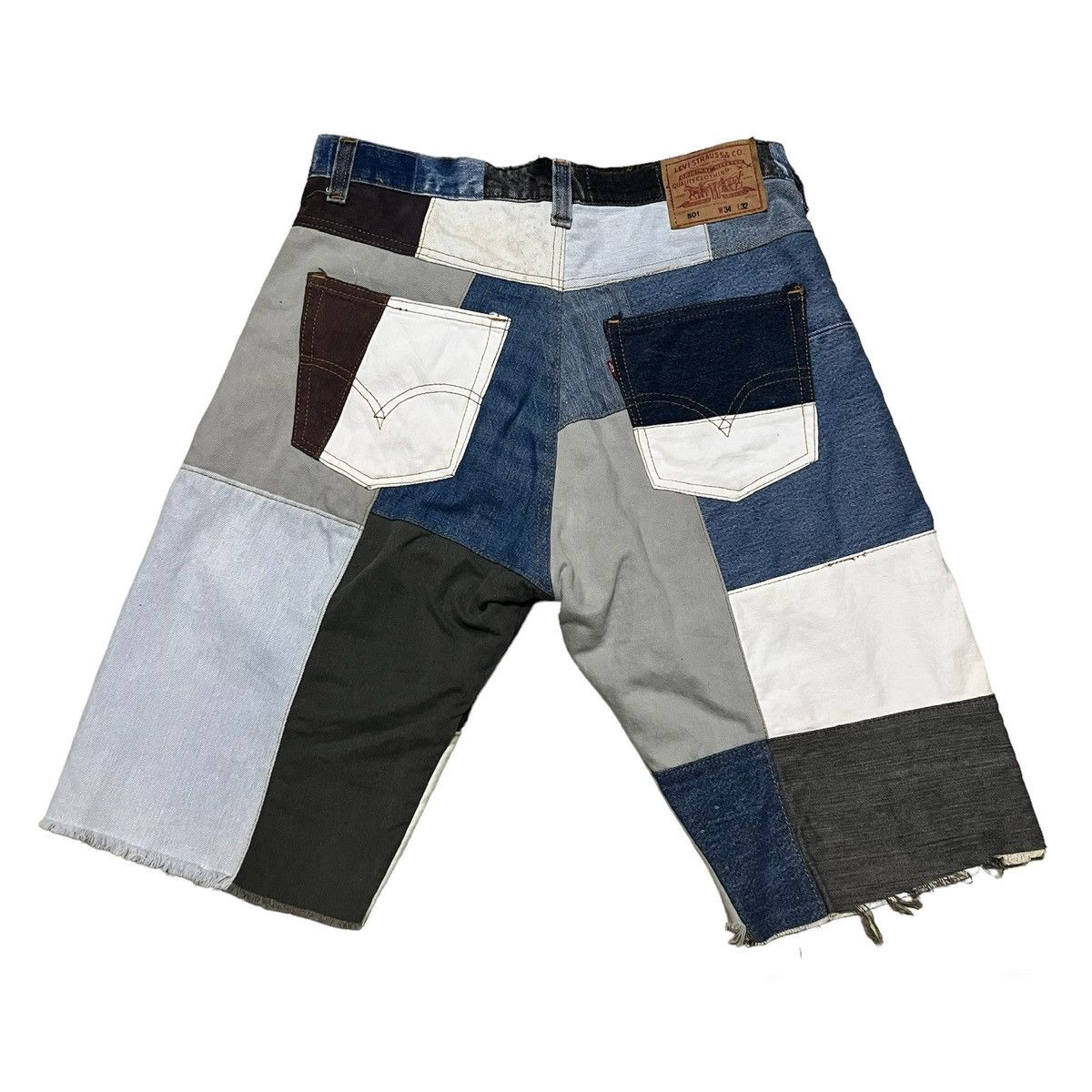 Japanese Brand Levis Cropped Pants Colour Block Patchwork Size US 33 - 2 Thumbnail