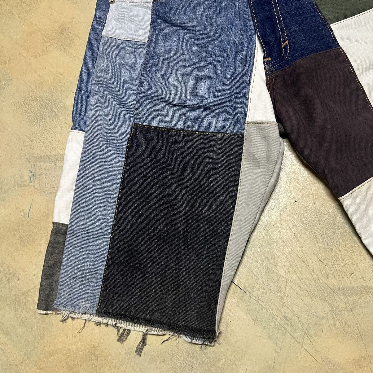 Japanese Brand Levis Cropped Pants Colour Block Patchwork Size US 33 - 5 Thumbnail