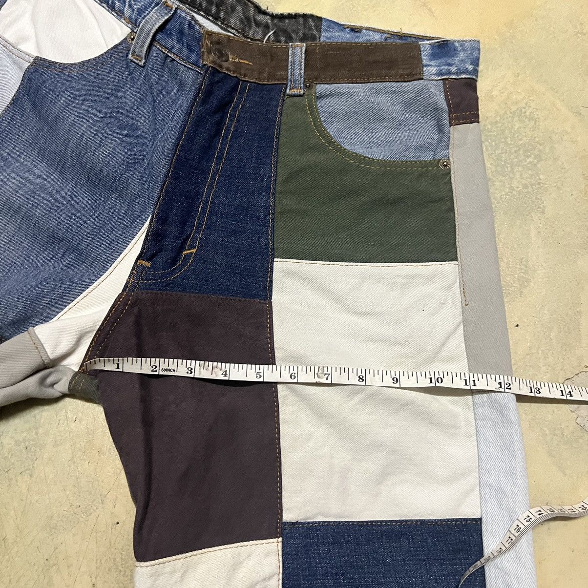 Japanese Brand Levis Cropped Pants Colour Block Patchwork Size US 33 - 11 Thumbnail