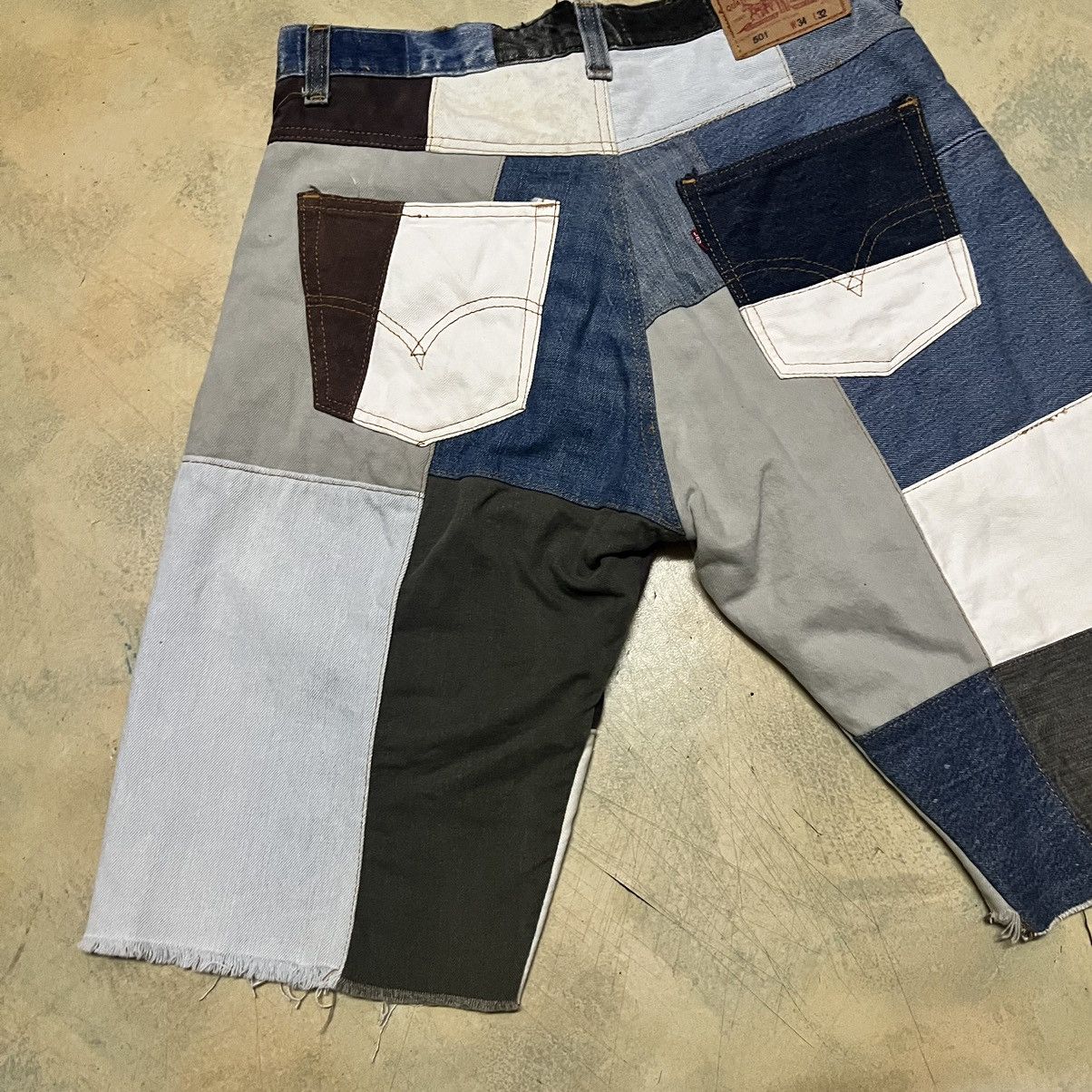 Japanese Brand Levis Cropped Pants Colour Block Patchwork Size US 33 - 16 Thumbnail