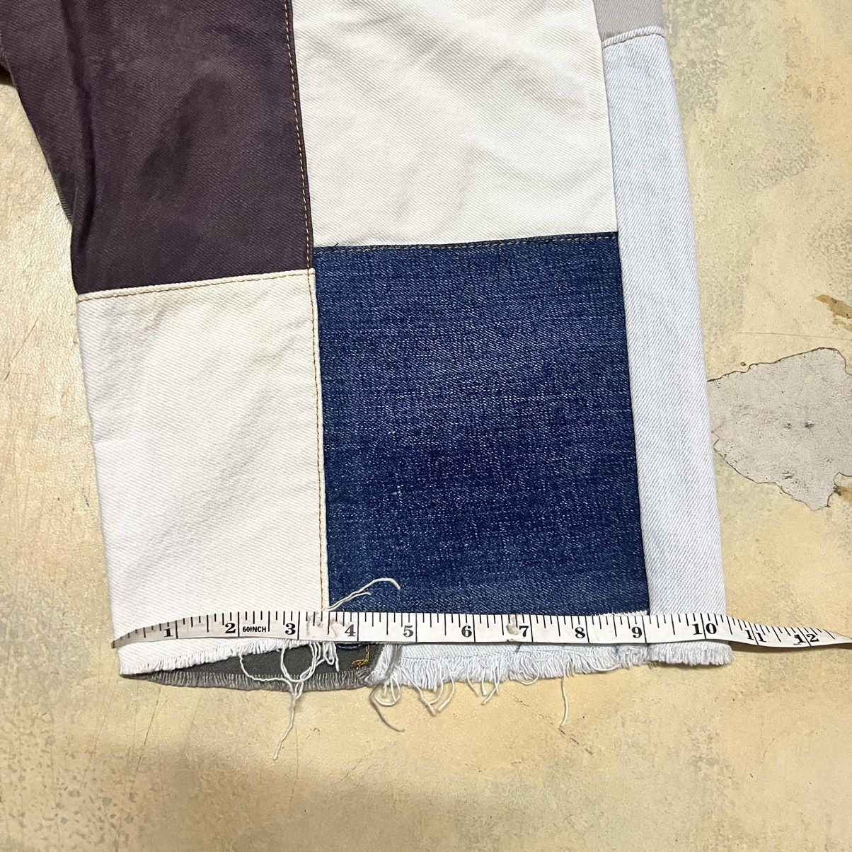 Japanese Brand Levis Cropped Pants Colour Block Patchwork Size US 33 - 12 Thumbnail