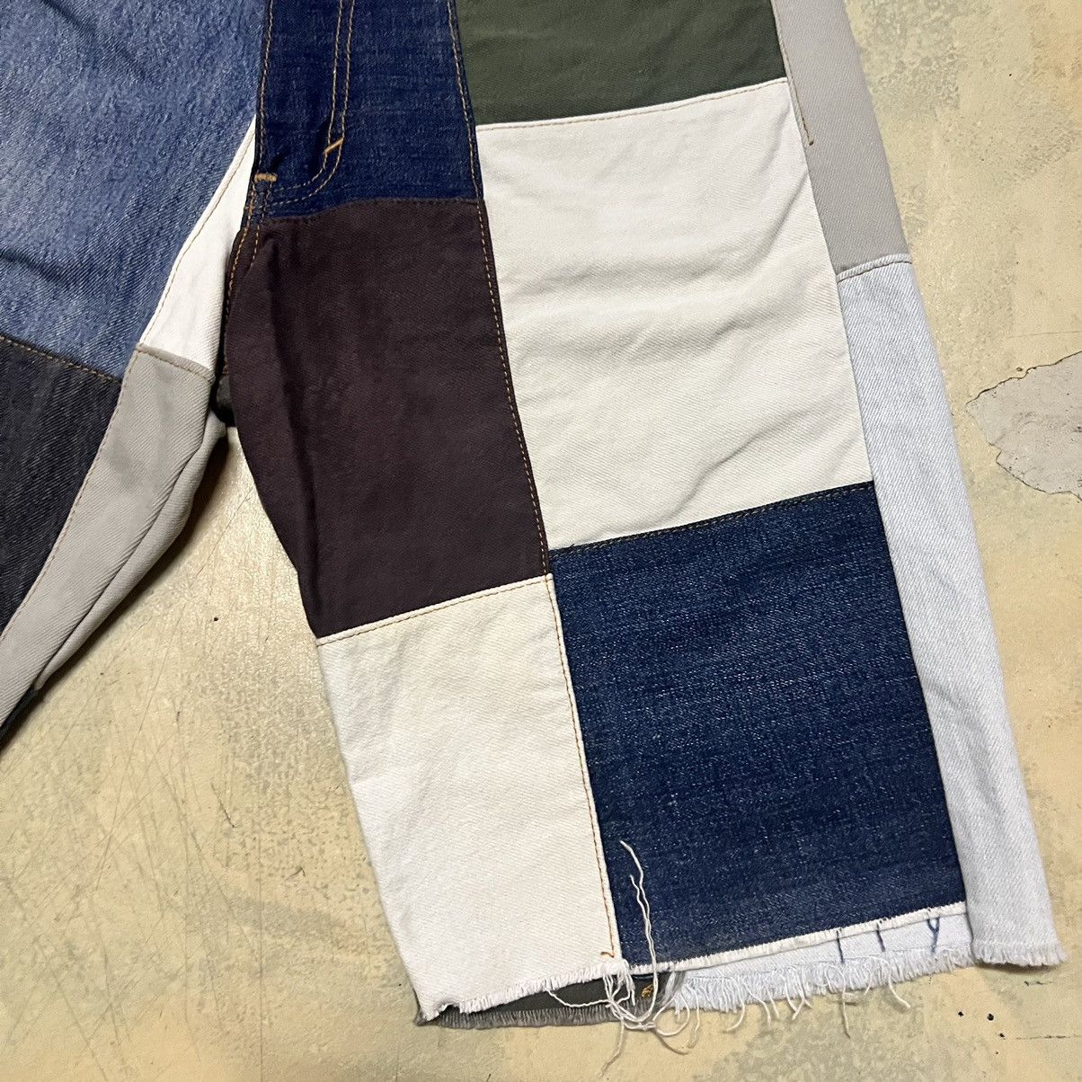 Japanese Brand Levis Cropped Pants Colour Block Patchwork Size US 33 - 4 Thumbnail