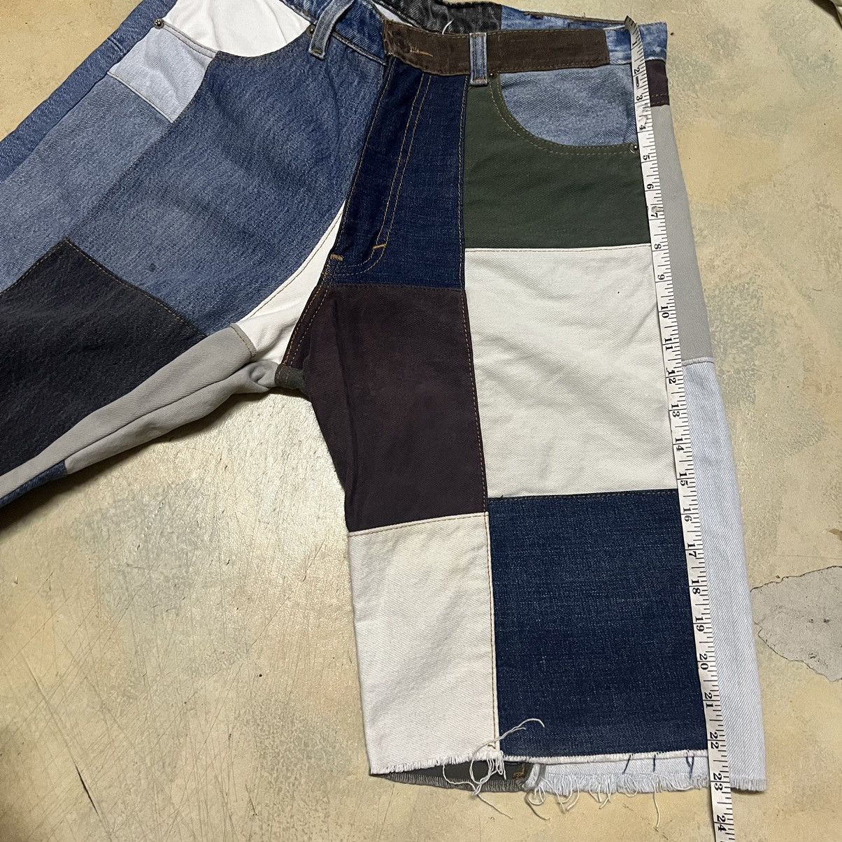 Japanese Brand Levis Cropped Pants Colour Block Patchwork Size US 33 - 14 Thumbnail