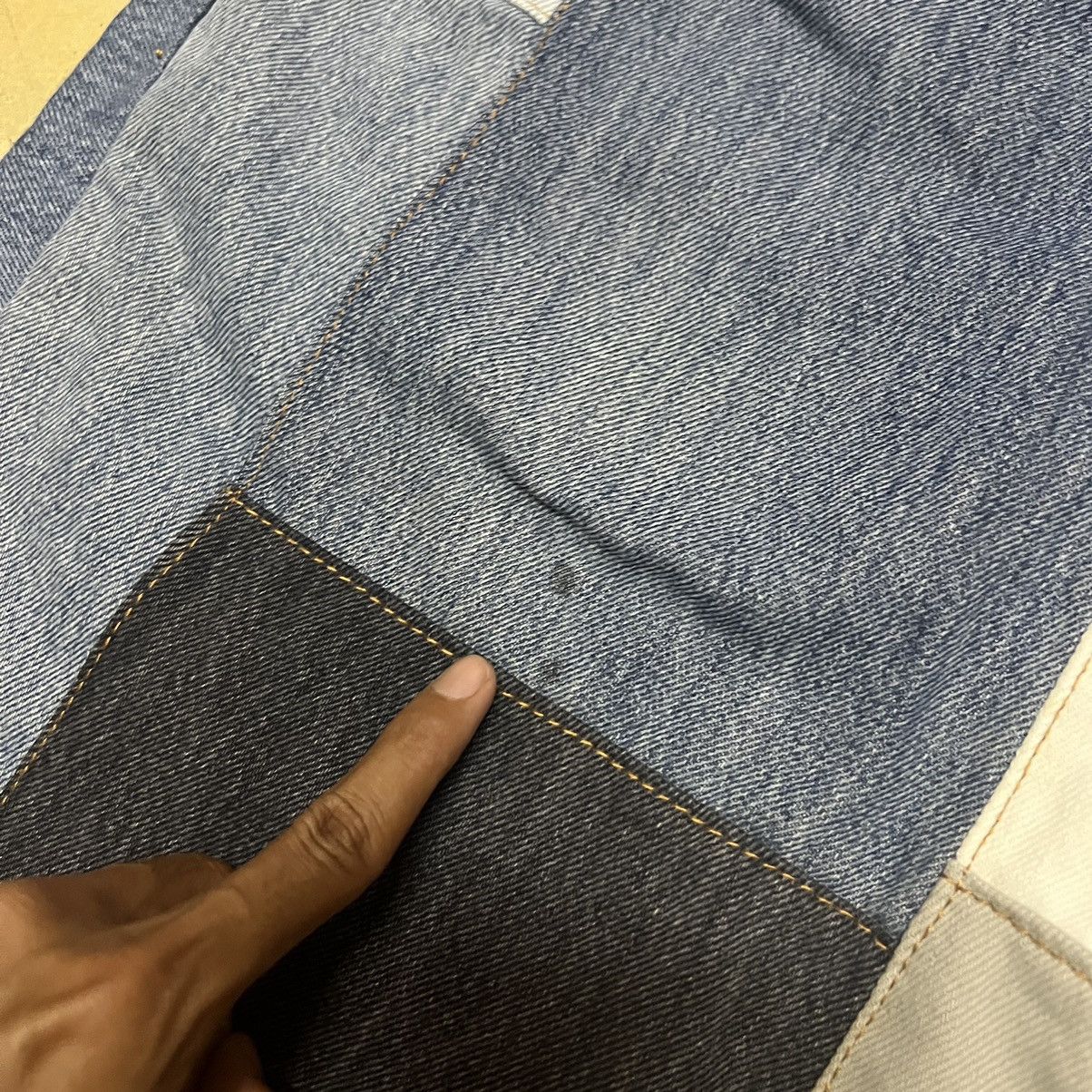 Japanese Brand Levis Cropped Pants Colour Block Patchwork Size US 33 - 6 Thumbnail