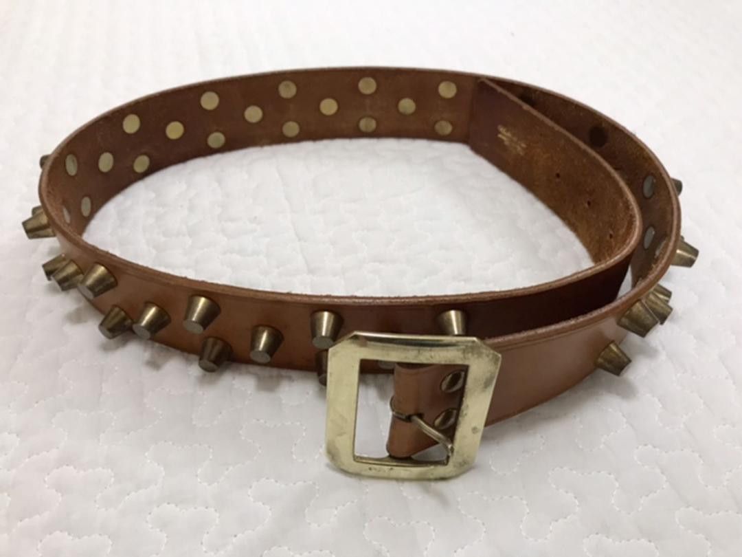 image of Undercover Archive Studded Leather Belt in Brown, Men's