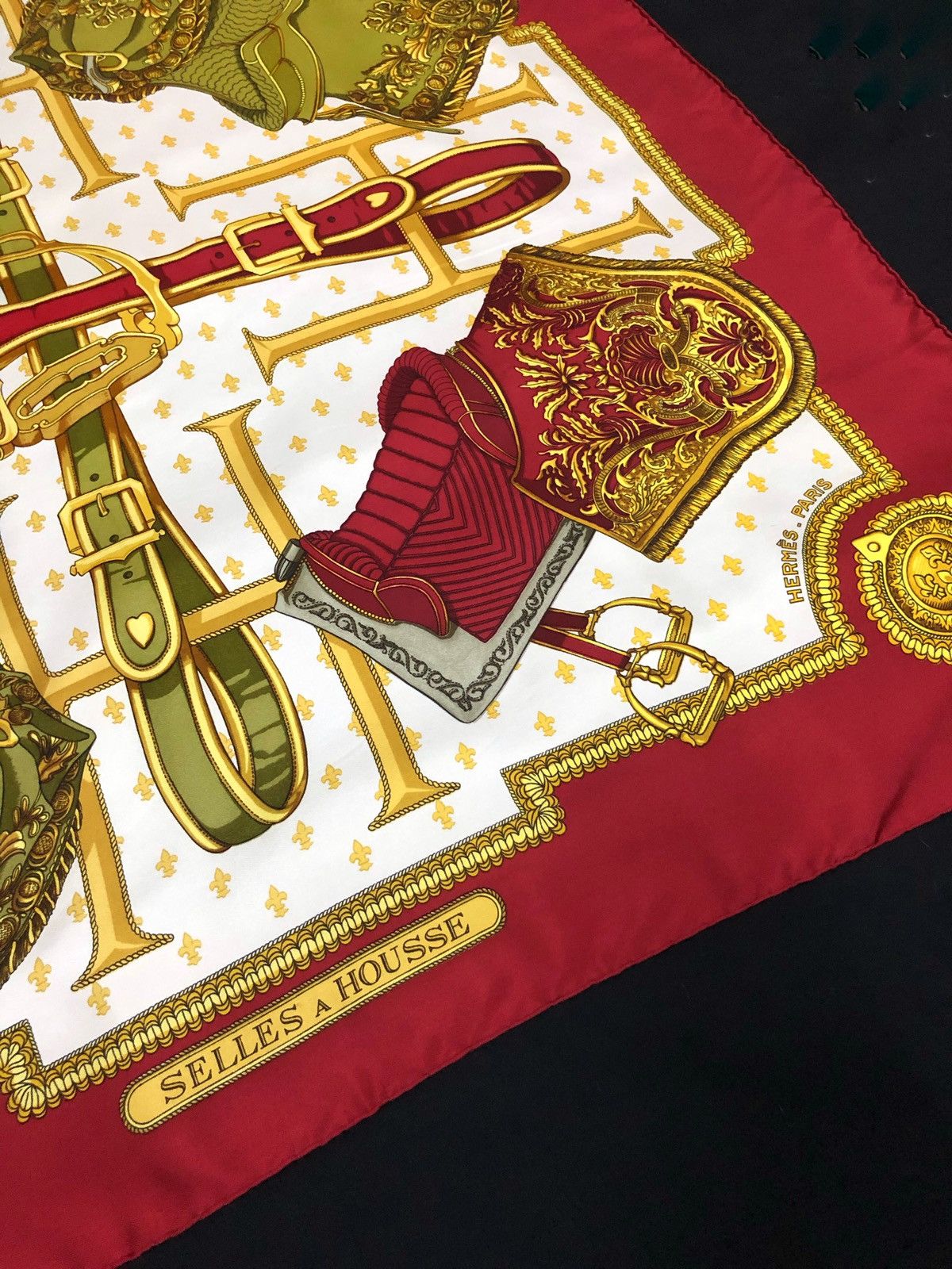 image of Hermes Hermés Selles A Housse Christian Vauzelles Scarf in Maroon, Men's