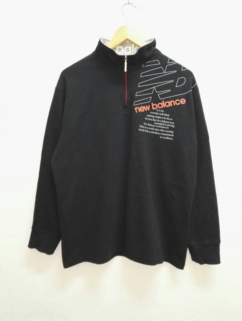 image of Sweatshirt New Balance Half Zipper Big Logo (Ss138) in Black, Men's (Size XL)