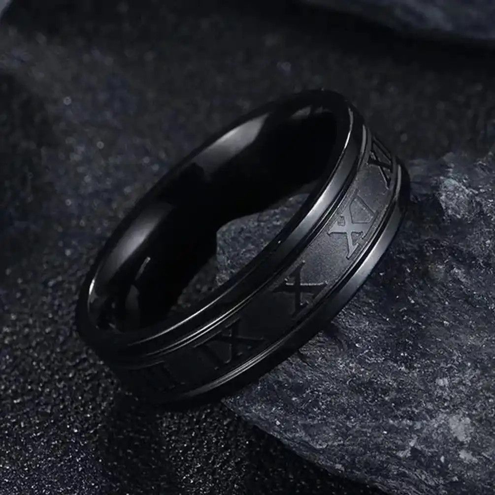 Jewelry Black Color Roman Ring Size ONE SIZE - 2 Thumbnail