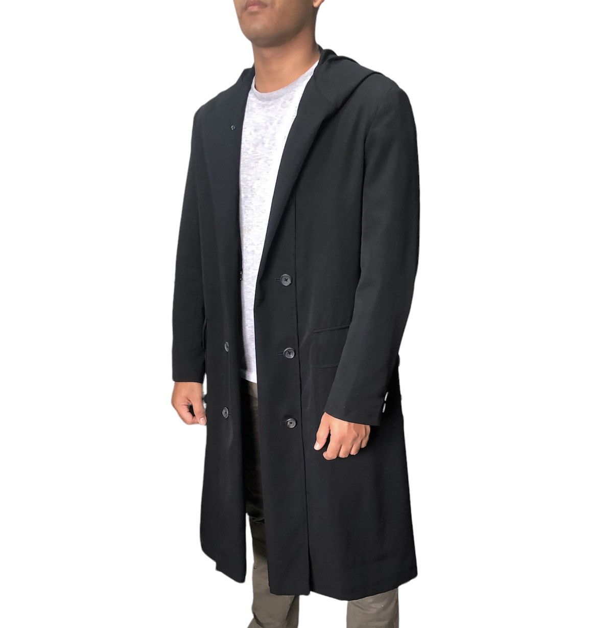 Yohji Yamamoto Yohji Yamamoto Pour Homme Double Breasted Long Coat Hoodie Size US L / EU 52-54 / 3 - 6 Thumbnail