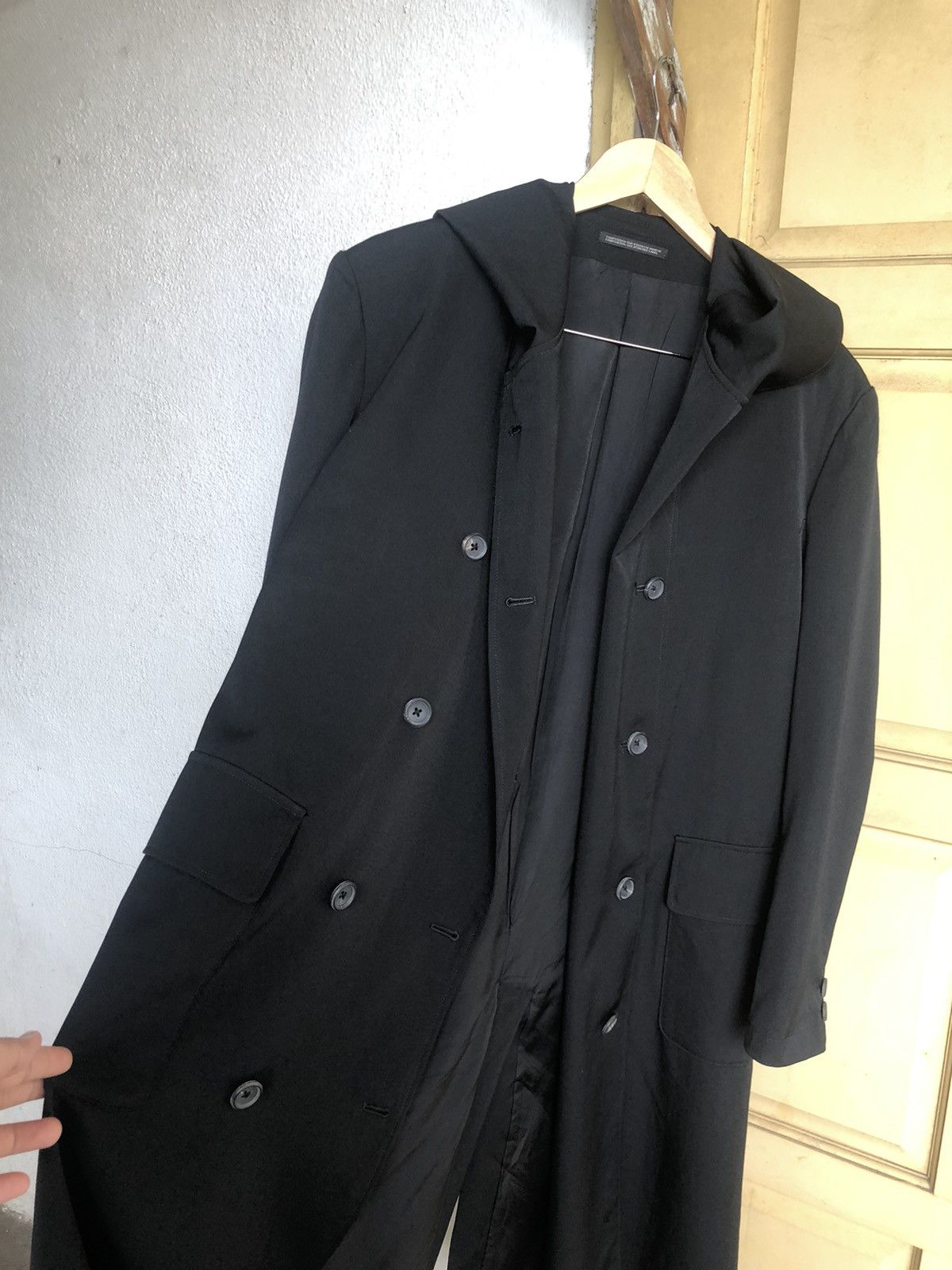 Yohji Yamamoto Yohji Yamamoto Pour Homme Double Breasted Long Coat Hoodie Size US L / EU 52-54 / 3 - 12 Thumbnail