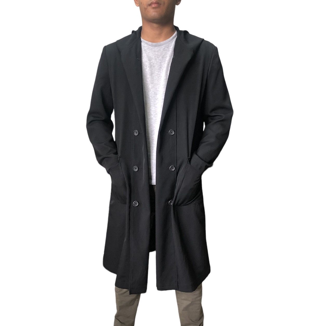 Yohji Yamamoto Yohji Yamamoto Pour Homme Double Breasted Long Coat Hoodie Size US L / EU 52-54 / 3 - 4 Thumbnail
