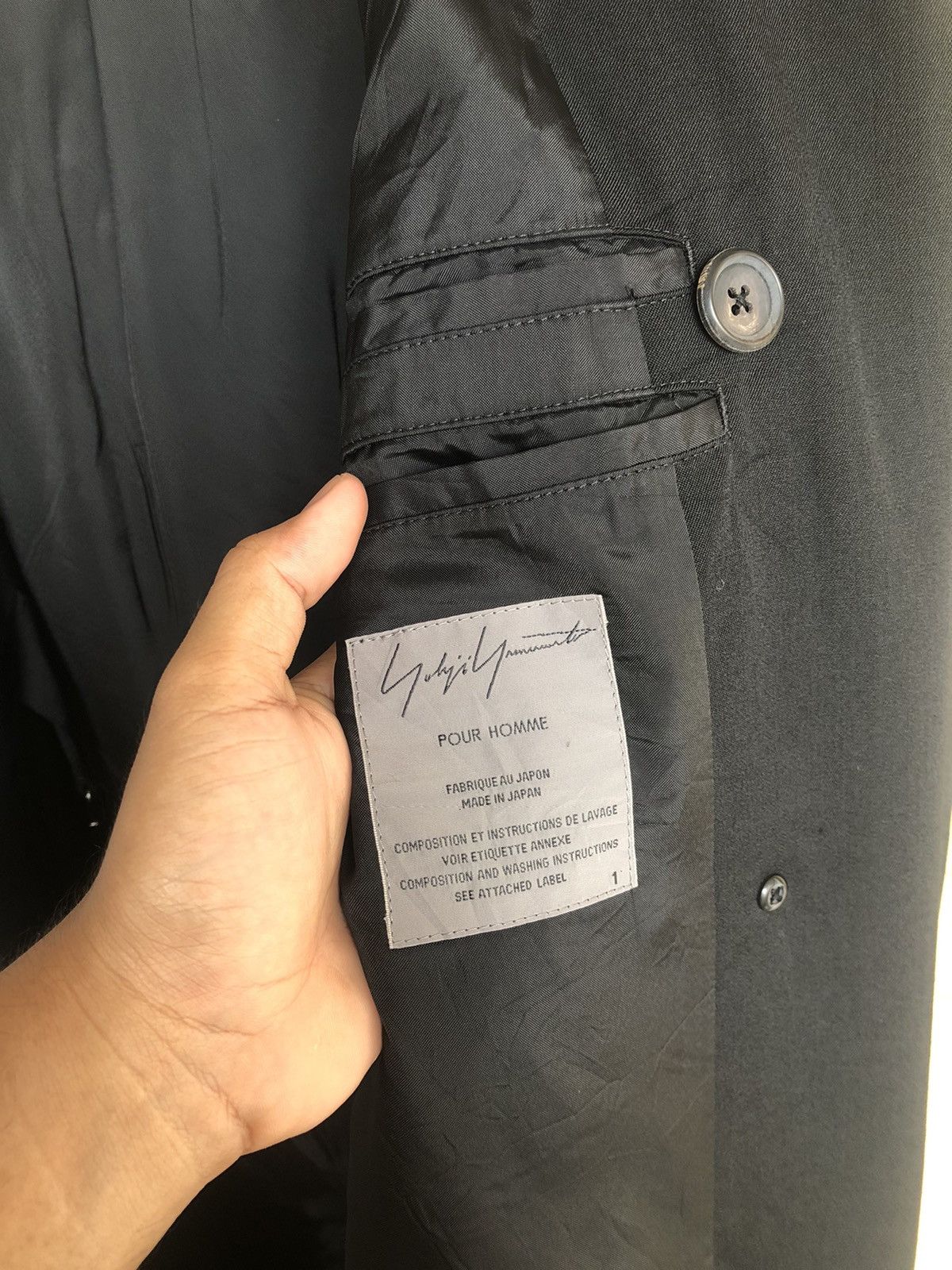 Yohji Yamamoto Yohji Yamamoto Pour Homme Double Breasted Long Coat Hoodie Size US L / EU 52-54 / 3 - 18 Thumbnail