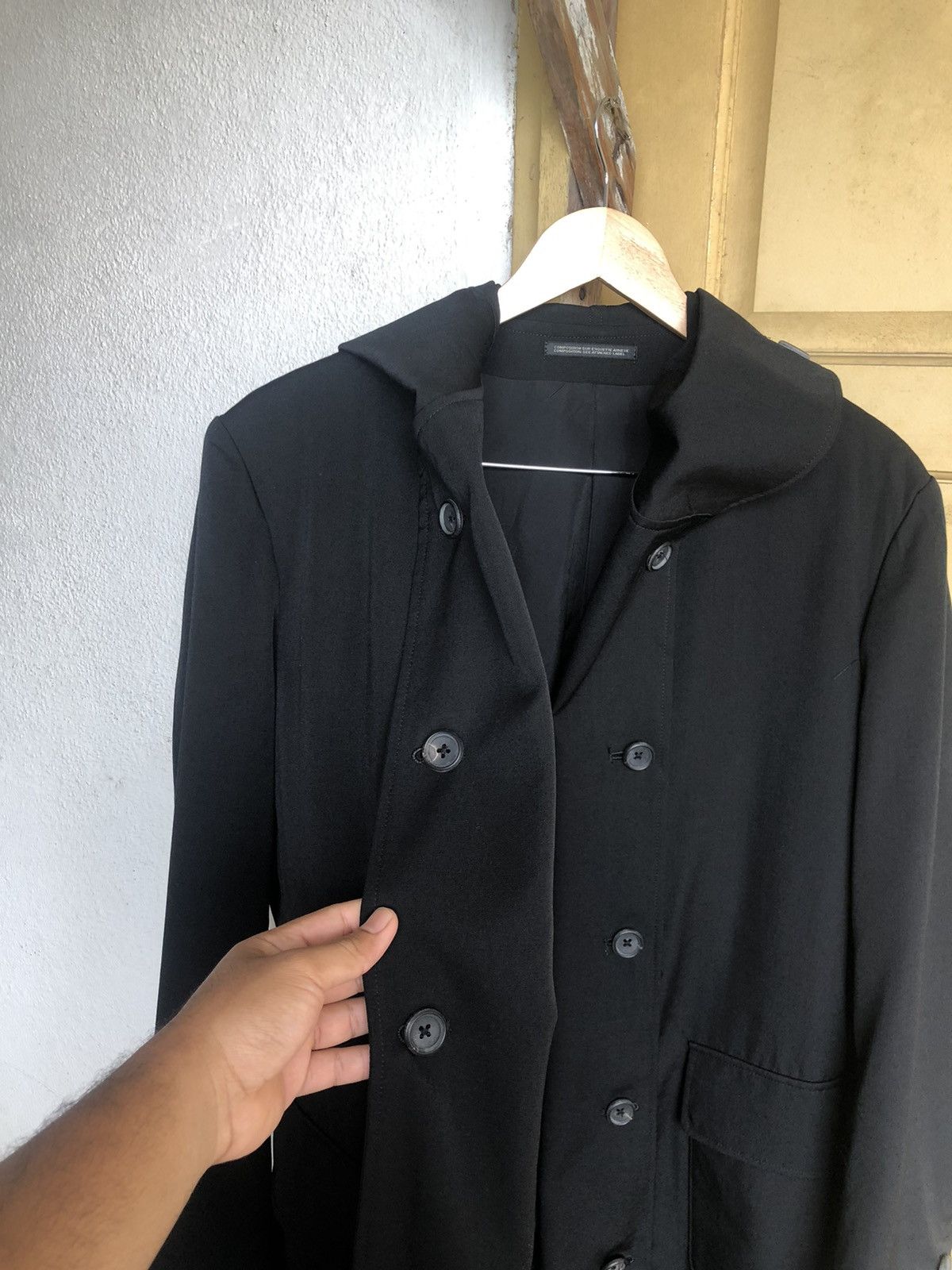 Yohji Yamamoto Yohji Yamamoto Pour Homme Double Breasted Long Coat Hoodie Size US L / EU 52-54 / 3 - 14 Thumbnail