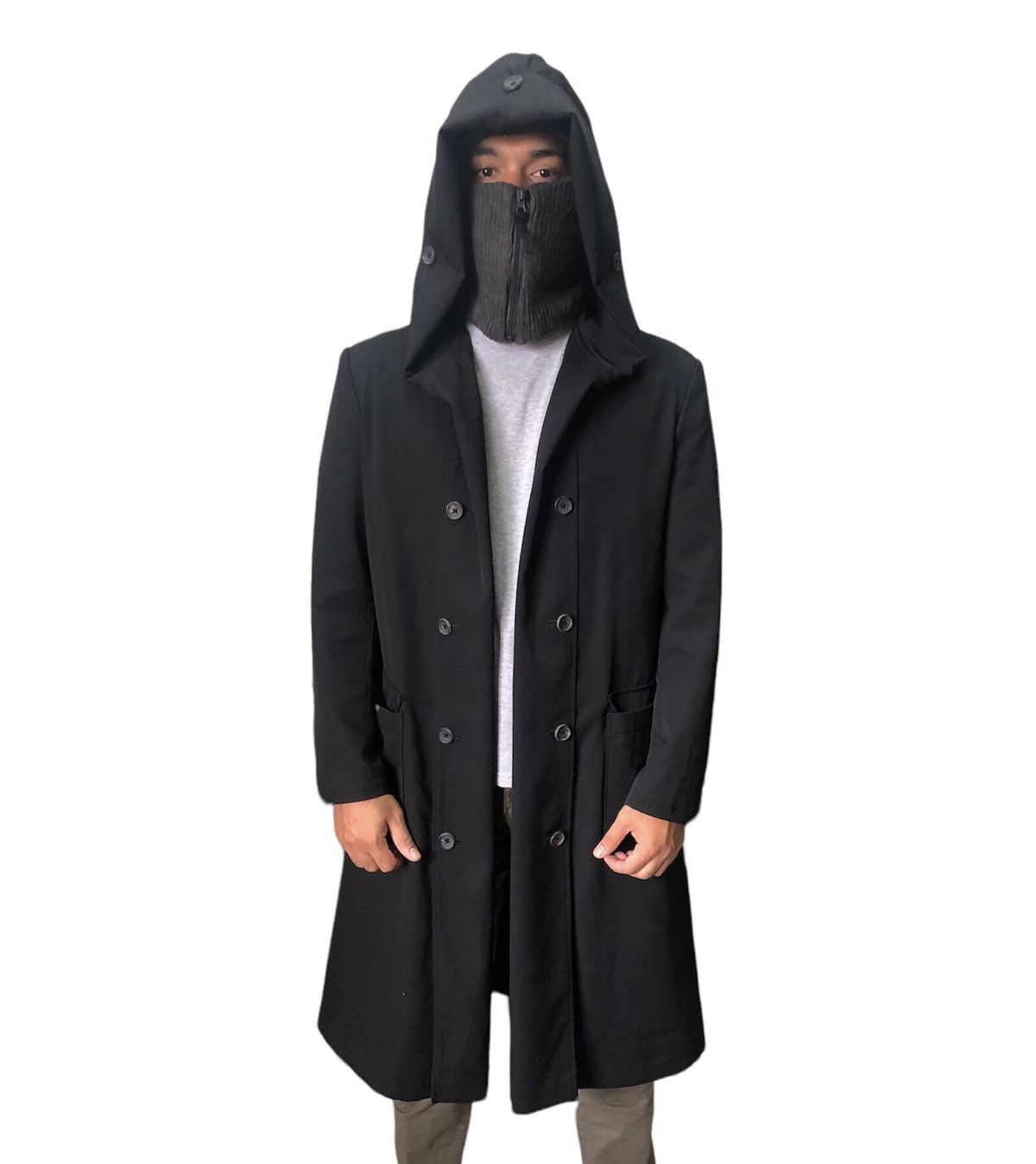 Yohji Yamamoto Yohji Yamamoto Pour Homme Double Breasted Long Coat Hoodie Size US L / EU 52-54 / 3 - 5 Thumbnail