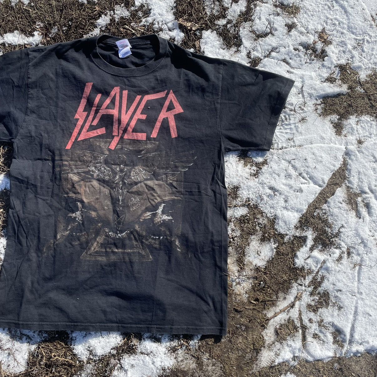Vintage Vintage 90s Slayer Thrashed Graphic Band Tee Grunge Boxy L Size US L / EU 52-54 / 3 - 2 Thumbnail