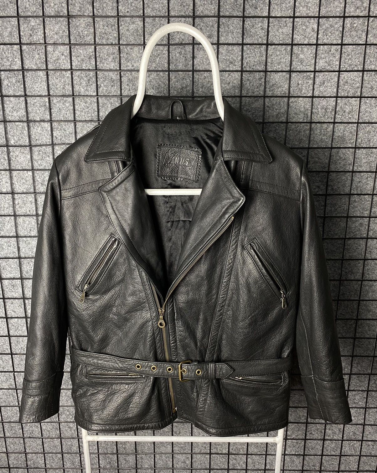 image of Genuine Leather x Leather Jacket Louis Vintage 80's 90's Real Cow Leather Biker Jacket Size L in Bl