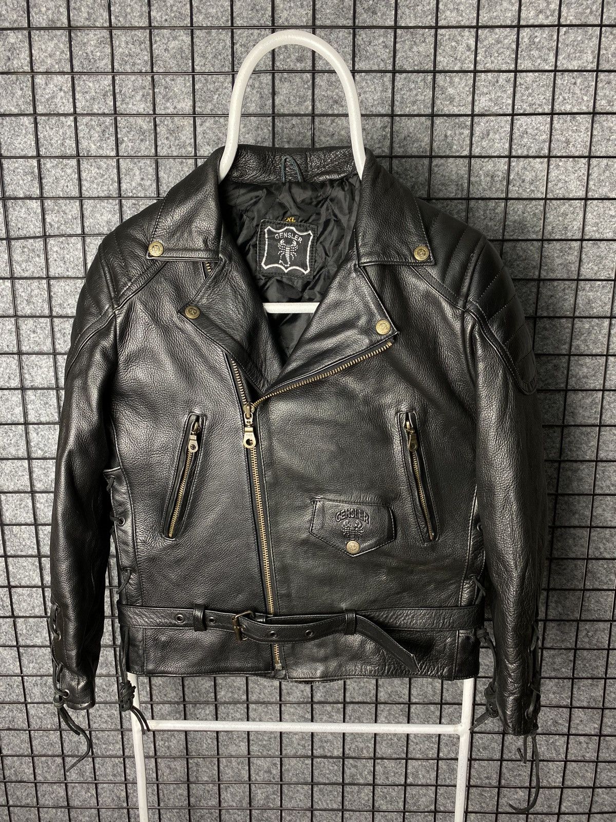 Vintage Gensler Vintage 80s 90s Cowhide Leather Biker Jacket Size