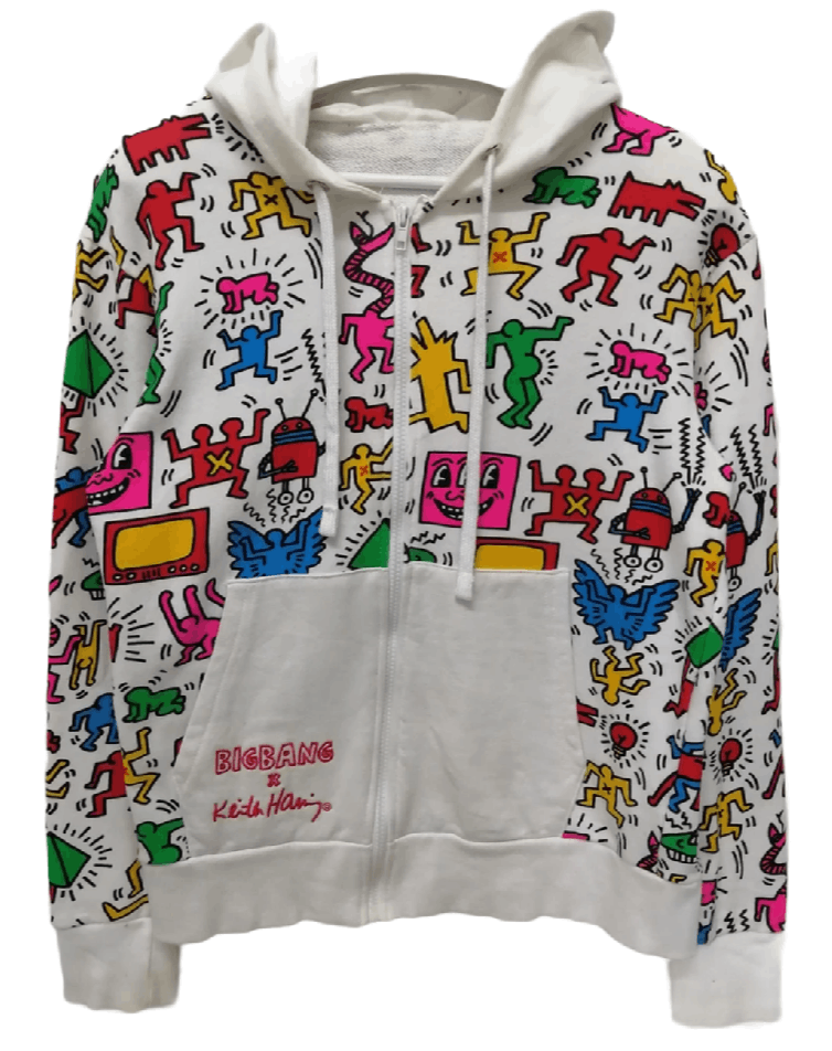 image of Keith Haring X Bigbang Over Print Hoodie, Men's (Size Medium)