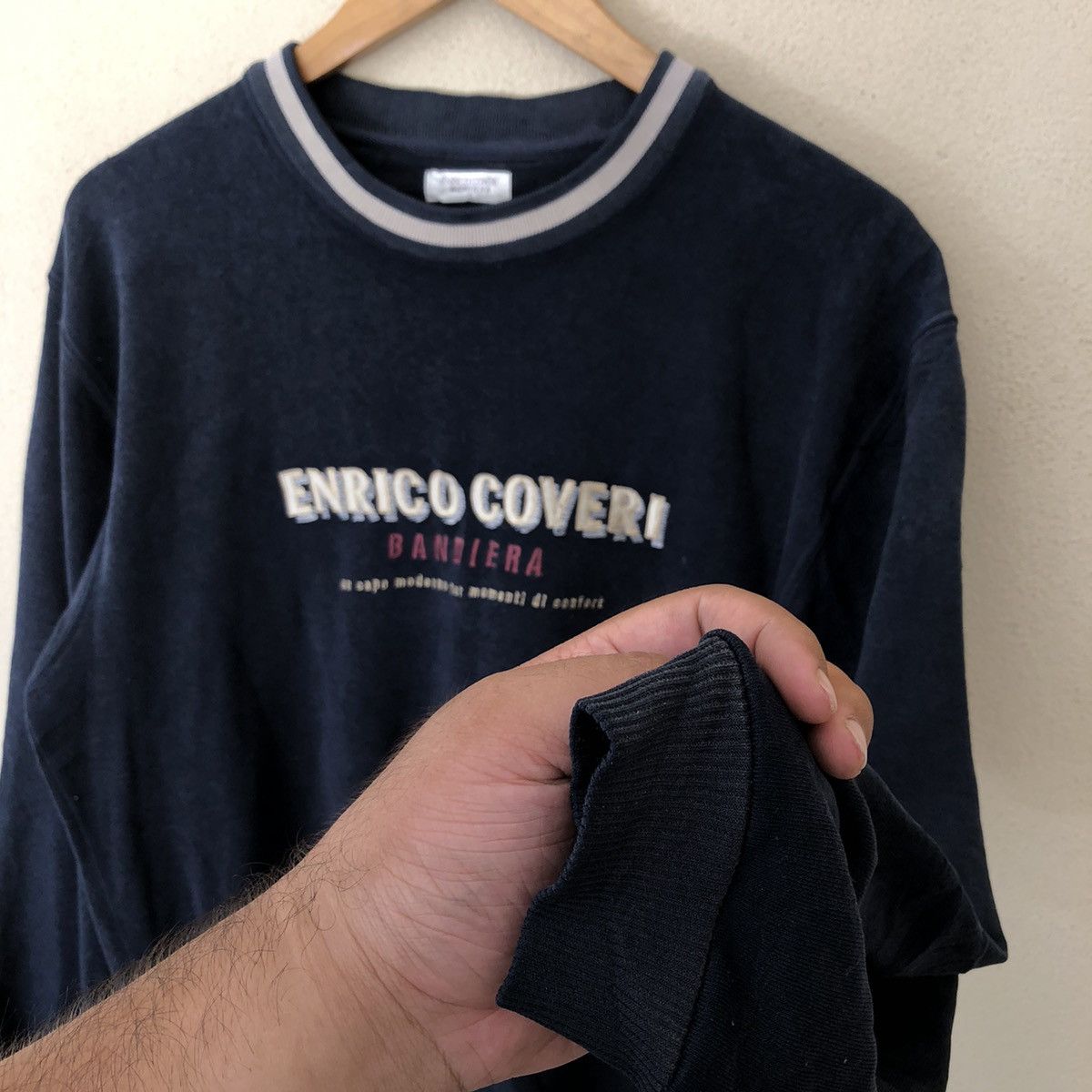 Vintage ENRICO COVERI BANDIERA CREWNECK BIG LOGO Size US L / EU 52-54 / 3 - 4 Thumbnail