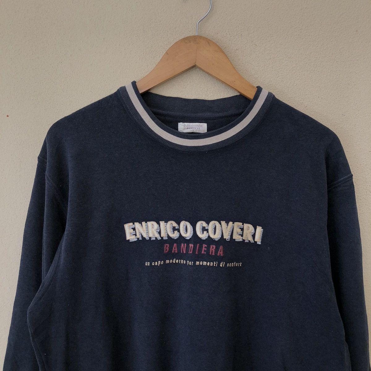 Vintage ENRICO COVERI BANDIERA CREWNECK BIG LOGO Size US L / EU 52-54 / 3 - 3 Thumbnail