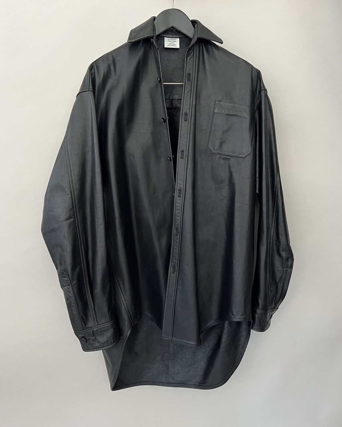 image of Vetements Fw16 Oversized Leather Shirt in Black, Men's (Size Medium)