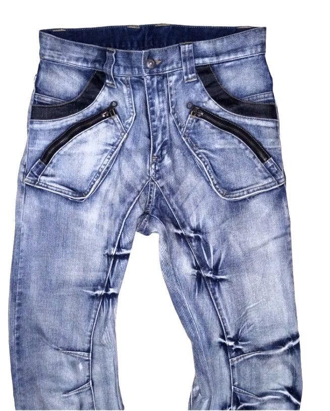 PPFM PPFM J-Cut Spiral Blue Denim Jeans Size US 35 - 4 Thumbnail