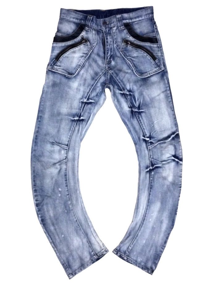 PPFM PPFM J-Cut Spiral Blue Denim Jeans Size US 35 - 1 Thumbnail