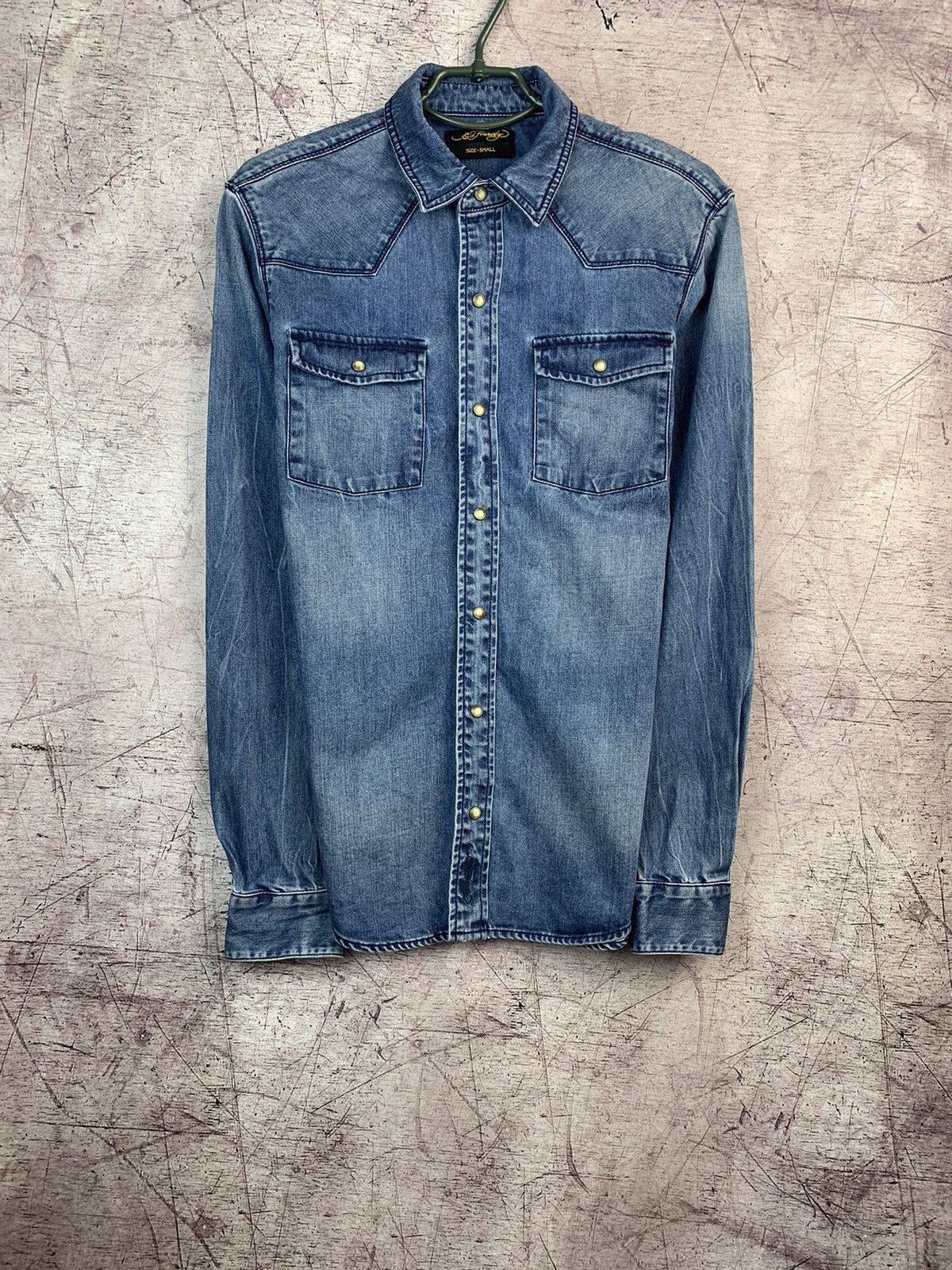 Christian Audigier × Ed Hardy Ed Hardy Christian Audigier Denim Shirt Size US S / EU 44-46 / 1 - 1 Thumbnail