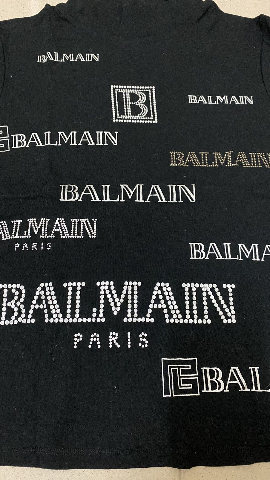 Balmain × Vintage Vtg Monogram Balmain Cropped Tshirt Turtle Neck Size M / US 6-8 / IT 42-44 - 6 Thumbnail