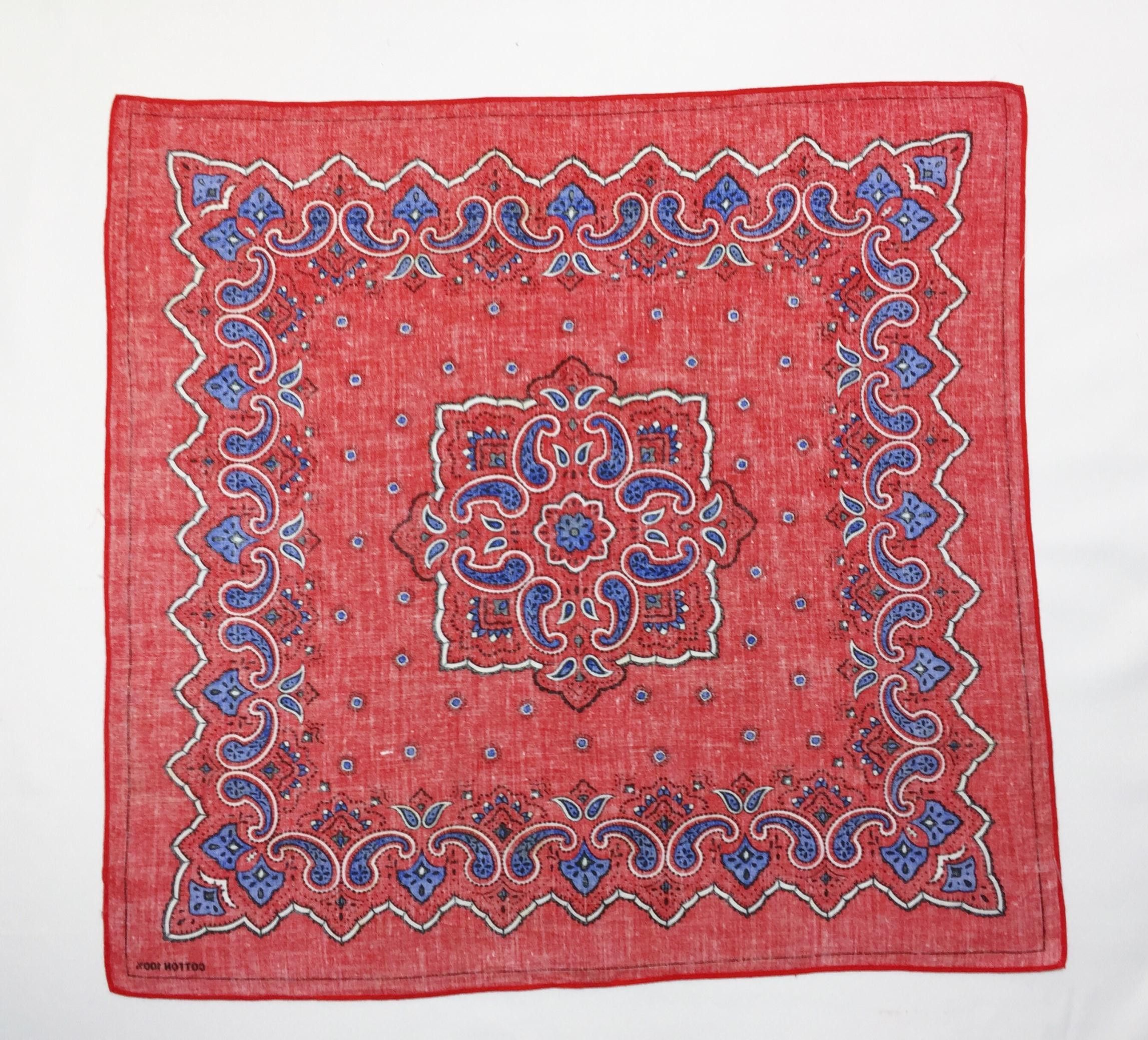 Vintage Rare Vintage Nice Design Red Bandana Scarf Size ONE SIZE - 4 Thumbnail
