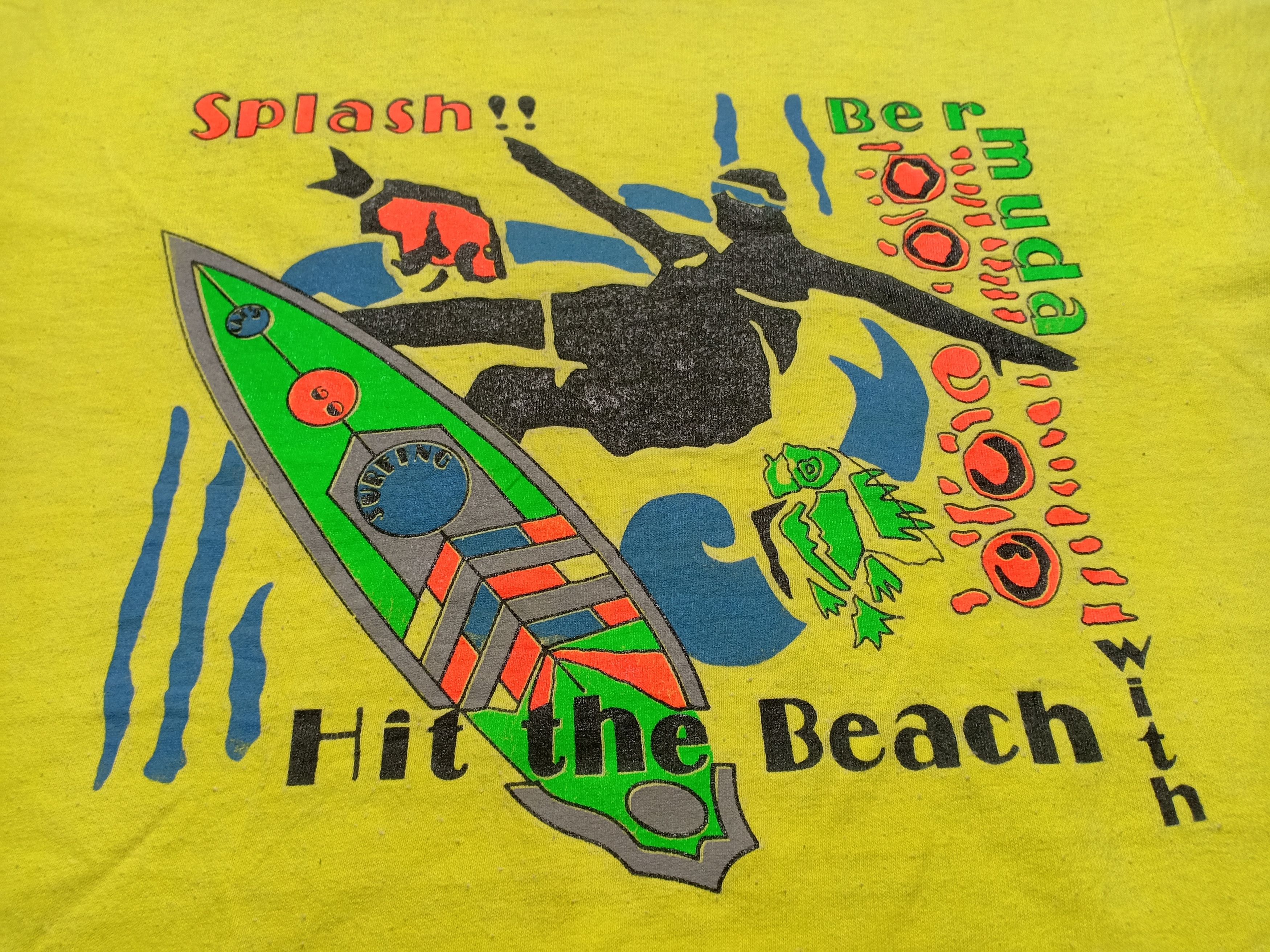 Fruit Of The Loom Vintage 80s 90s Surf Surfing Bermuda Beach Promo Tee Size US L / EU 52-54 / 3 - 3 Thumbnail