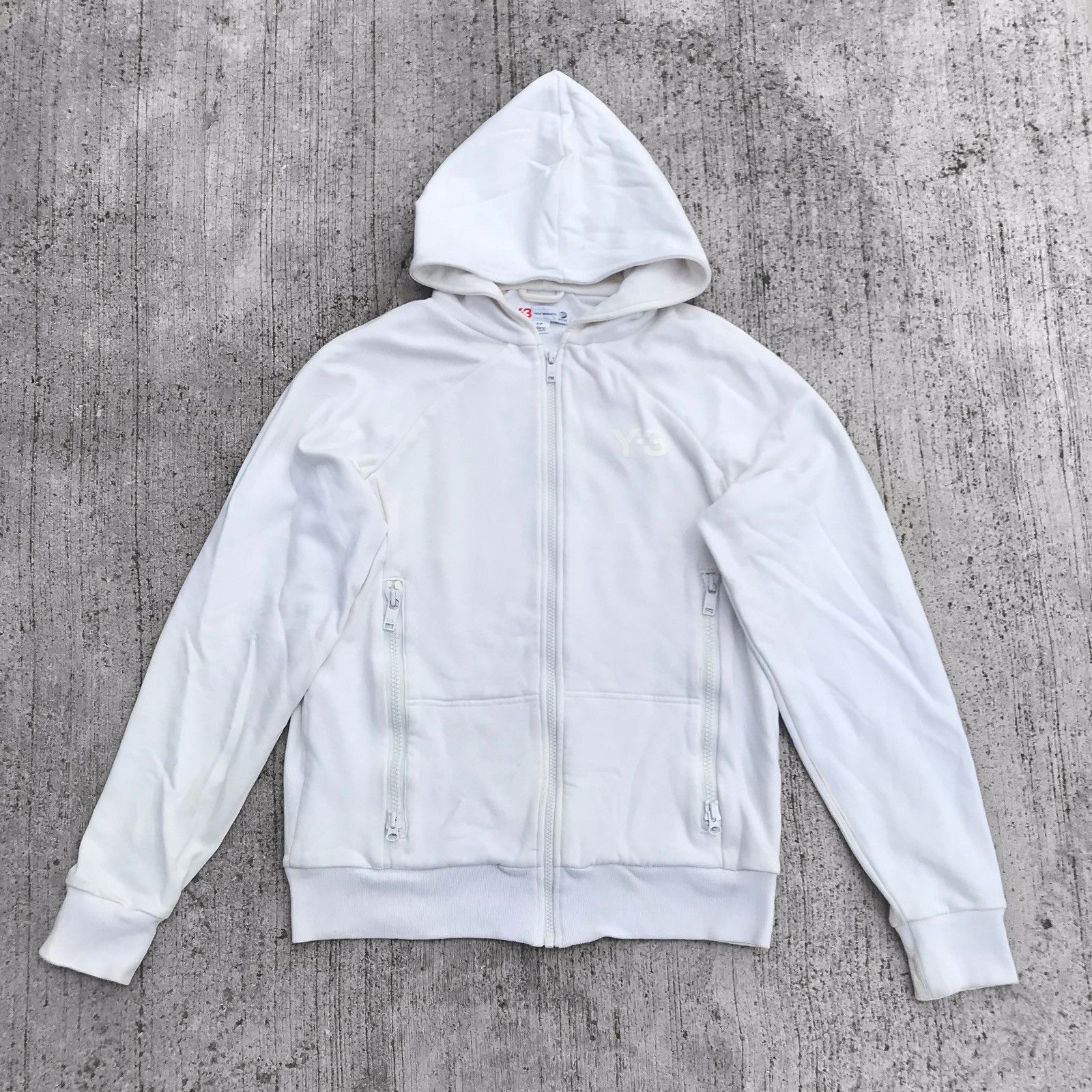 Image of Y 3 x Yohji Yamamoto Y-3 Yohji Yamamoto Zipper Hooded in White, Men's (Size Small)