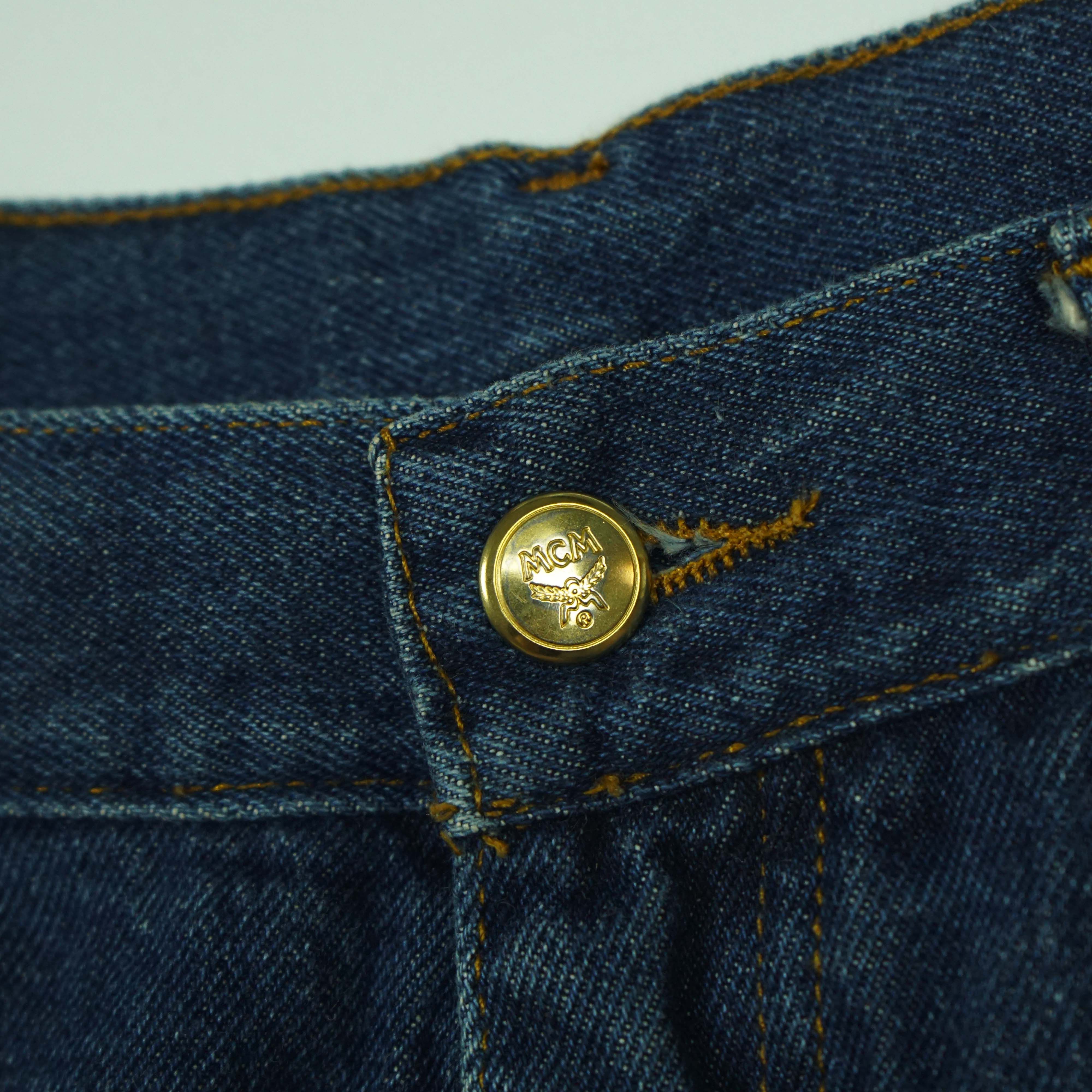 MCM × Vintage 90s MCM Studded Logo Denim Pants Size US 31 - 9 Thumbnail