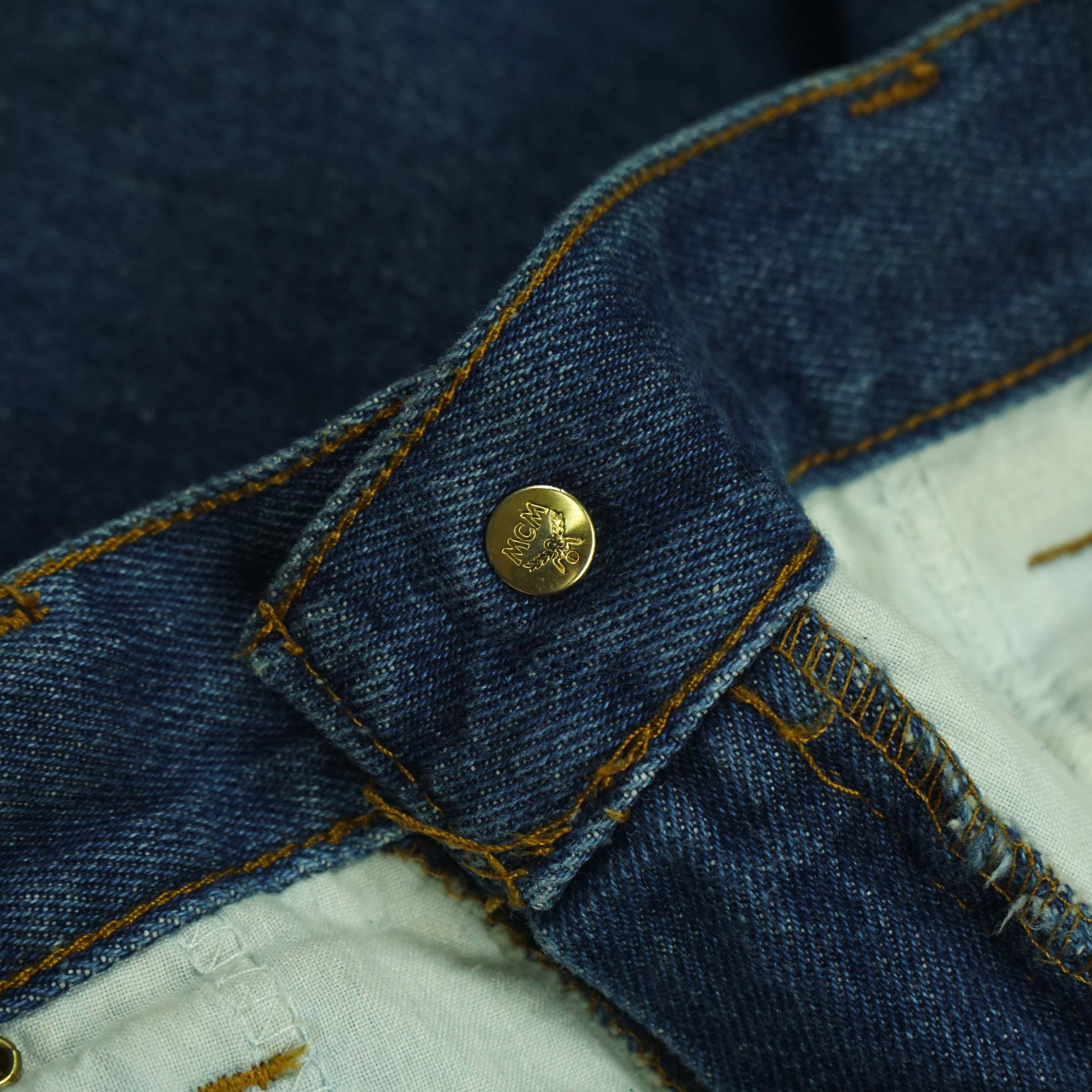 MCM × Vintage 90s MCM Studded Logo Denim Pants Size US 31 - 10 Thumbnail